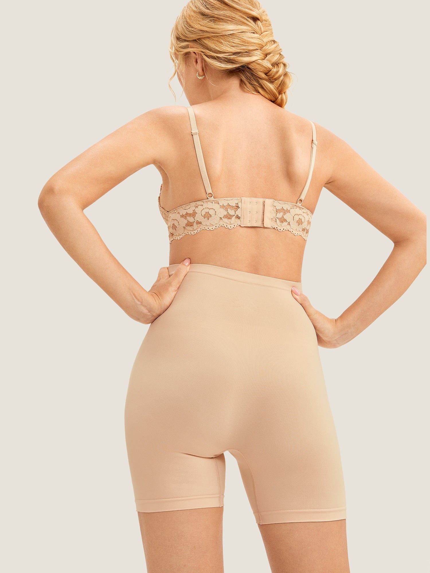 MOMANDA Women's High Waist Shapewear Maternity Shorts|Seamless Beige