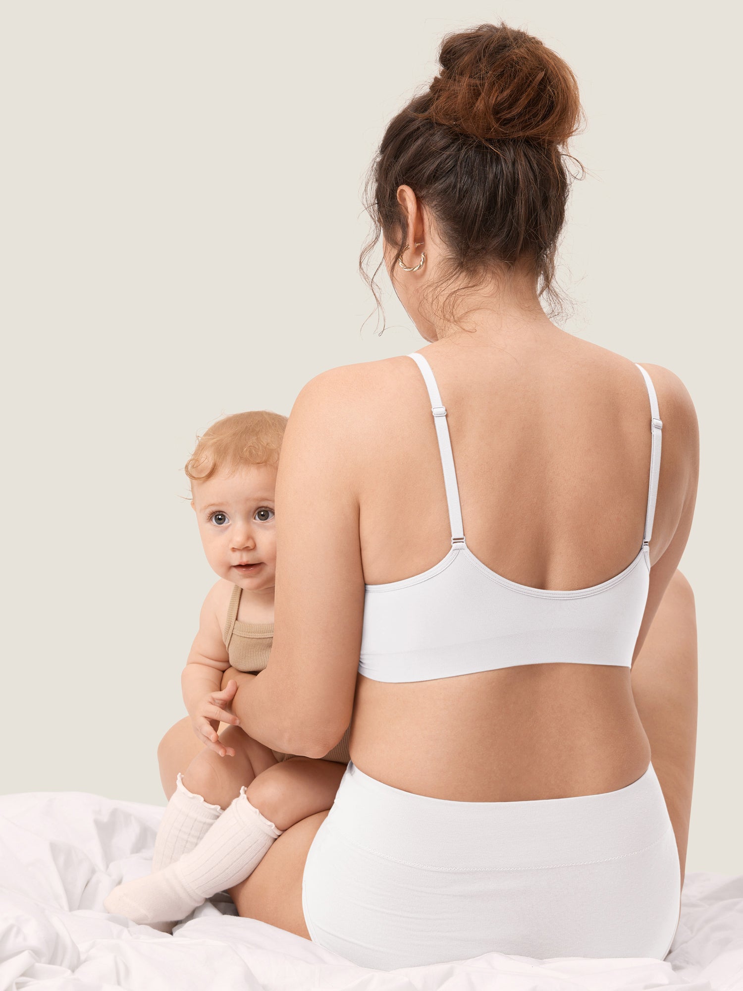 MOMANDA Women's Seamless Soft Knit Nursing Bra Hazelnut