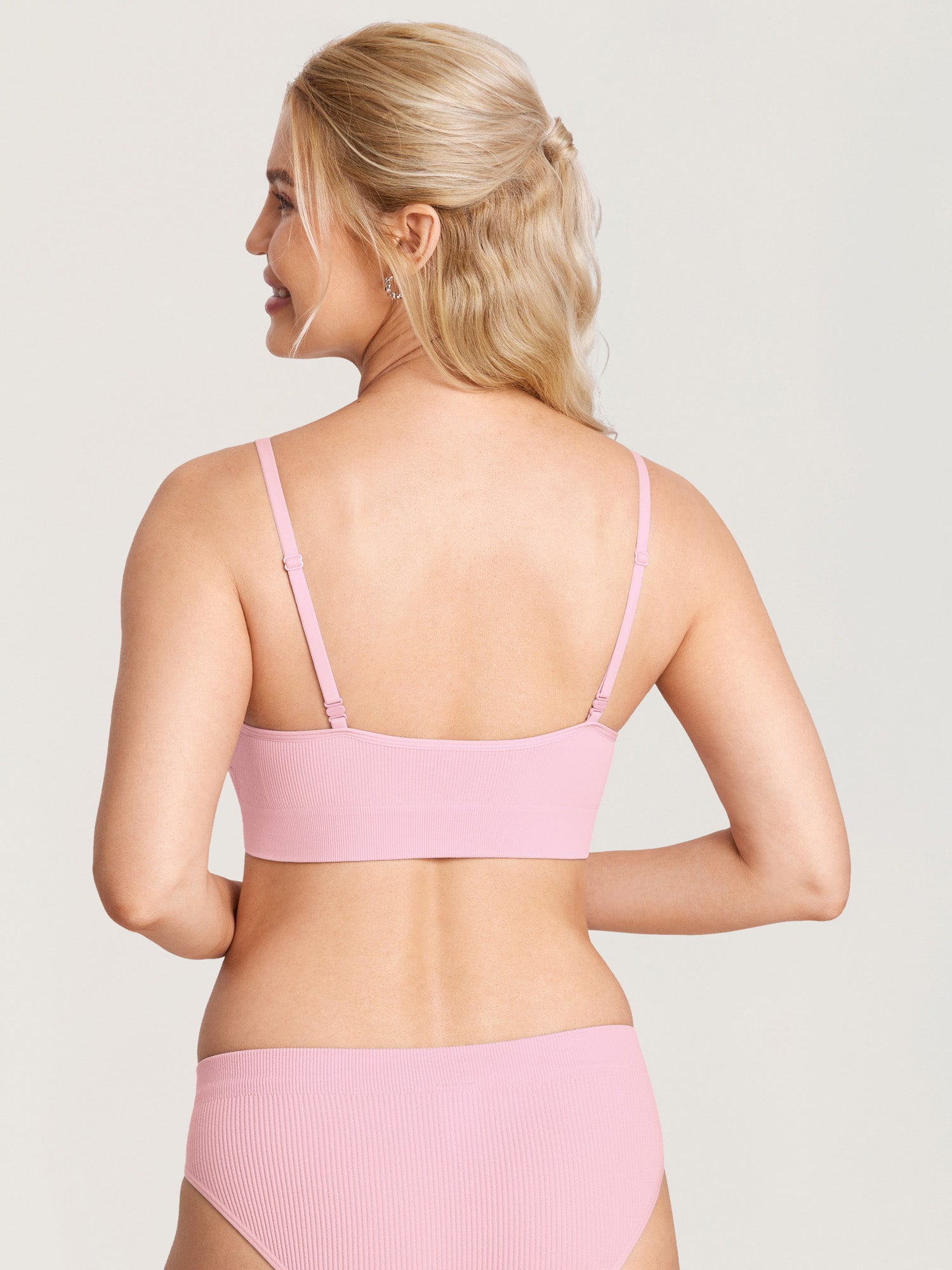 MOMANDA Women's Ribbed Scoop Nursing Bralette Sweet Pink
