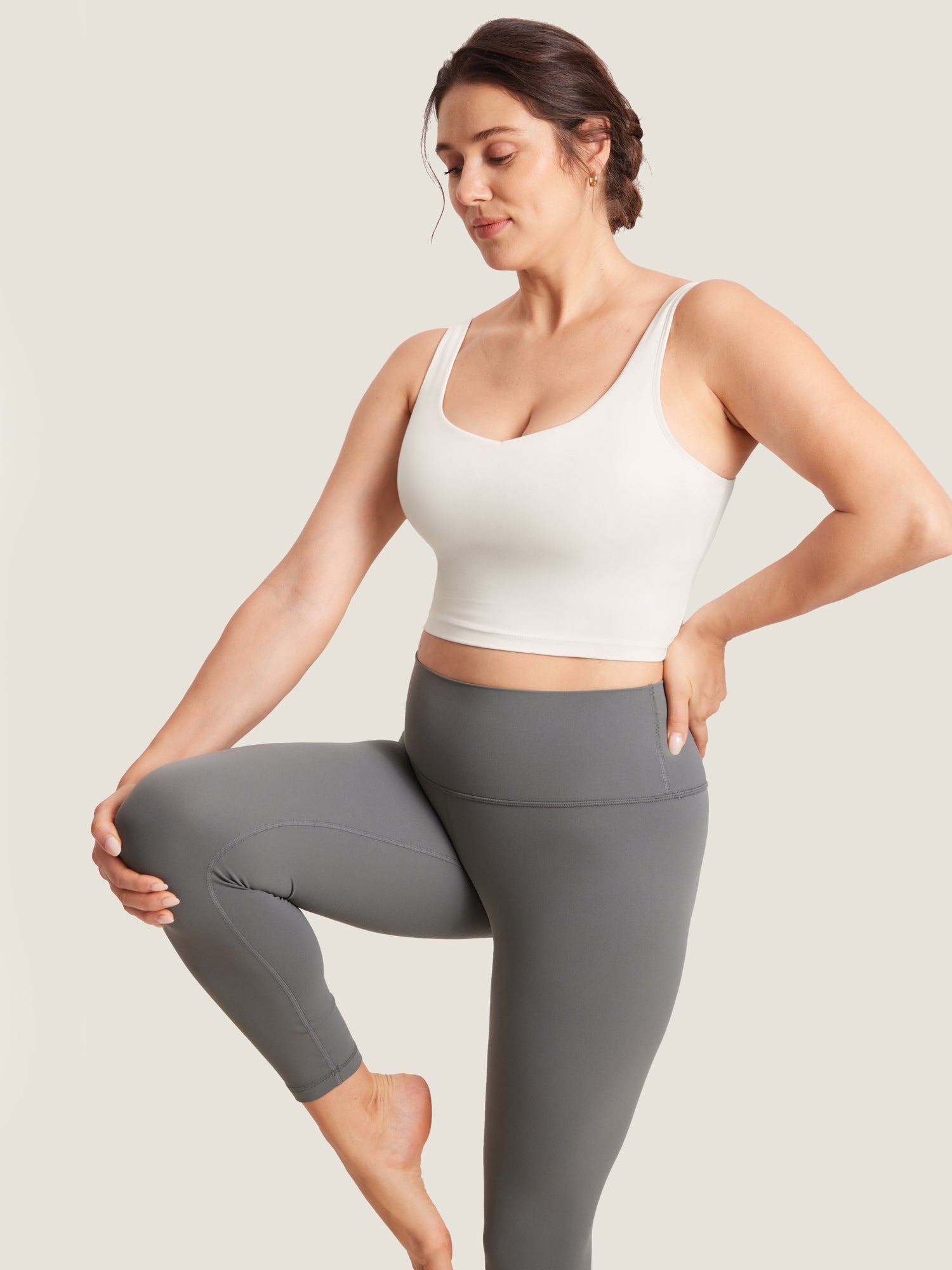 MOMANDA Women's Natrelax® Nursing Crop Tank Top Iceland White