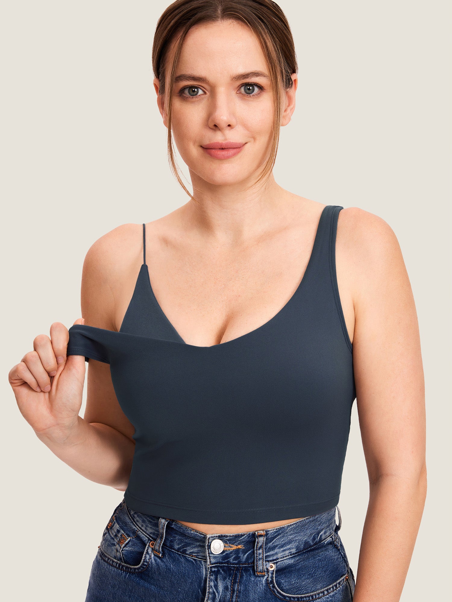 MOMANDA Women's Natrelax® Nursing Crop Tank Top Twilight Blue