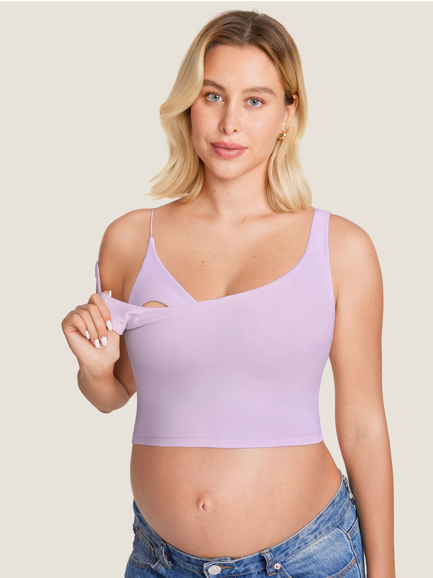MOMANDA Women's Natrelax® Nursing Crop Tank Top Lilac Air