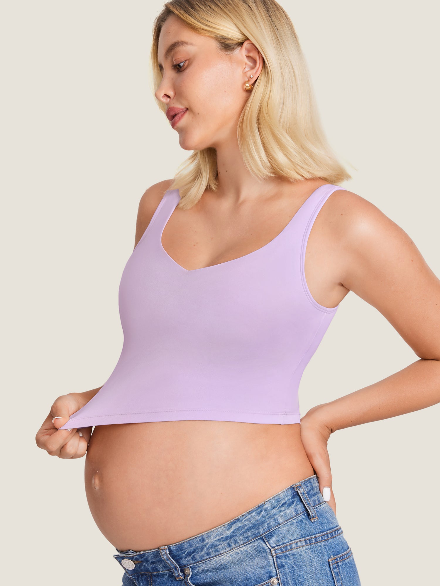 MOMANDA Women's Natrelax® Nursing Crop Tank Top Lilac Air
