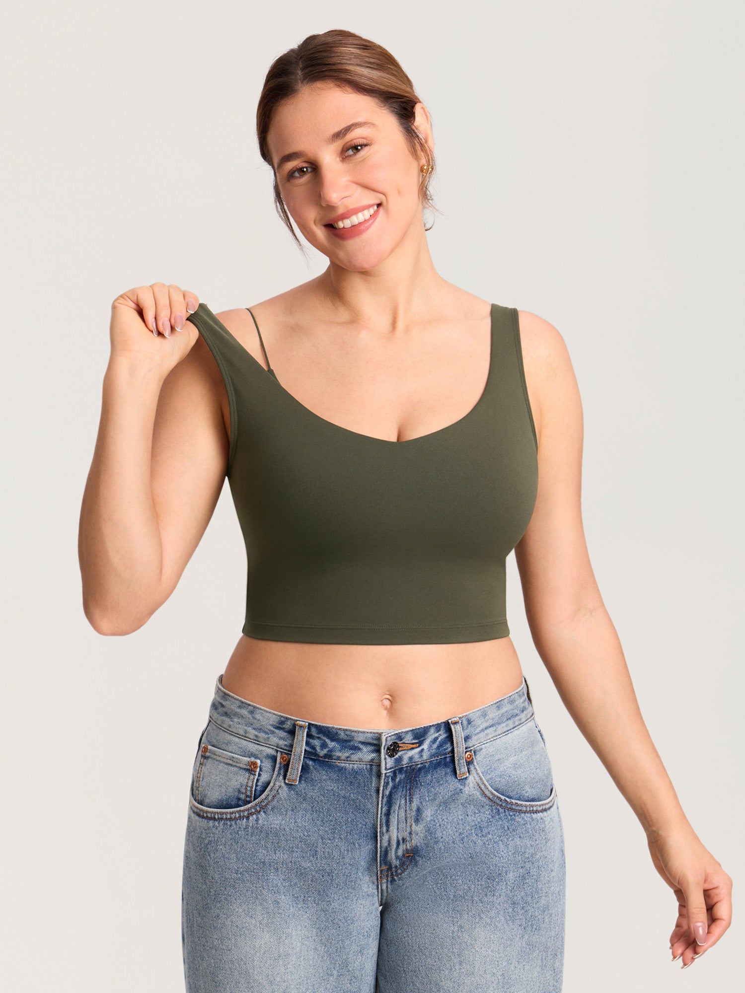 MOMANDA Women's Natrelax® Nursing Crop Tank Top Olive Green