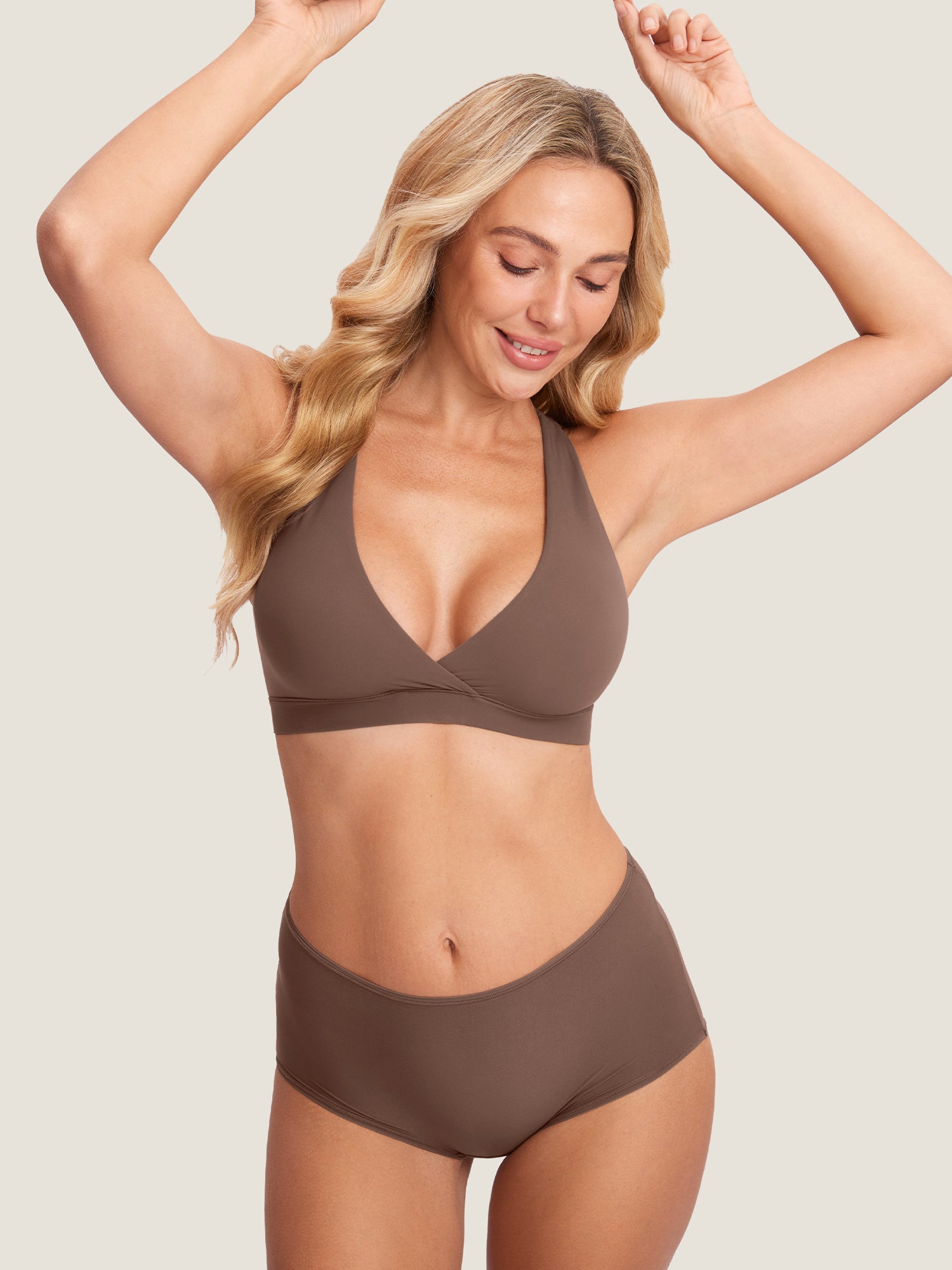MOMANDA Women's Inbarely® Crossover Racerback Nursing Bra Brown Purple