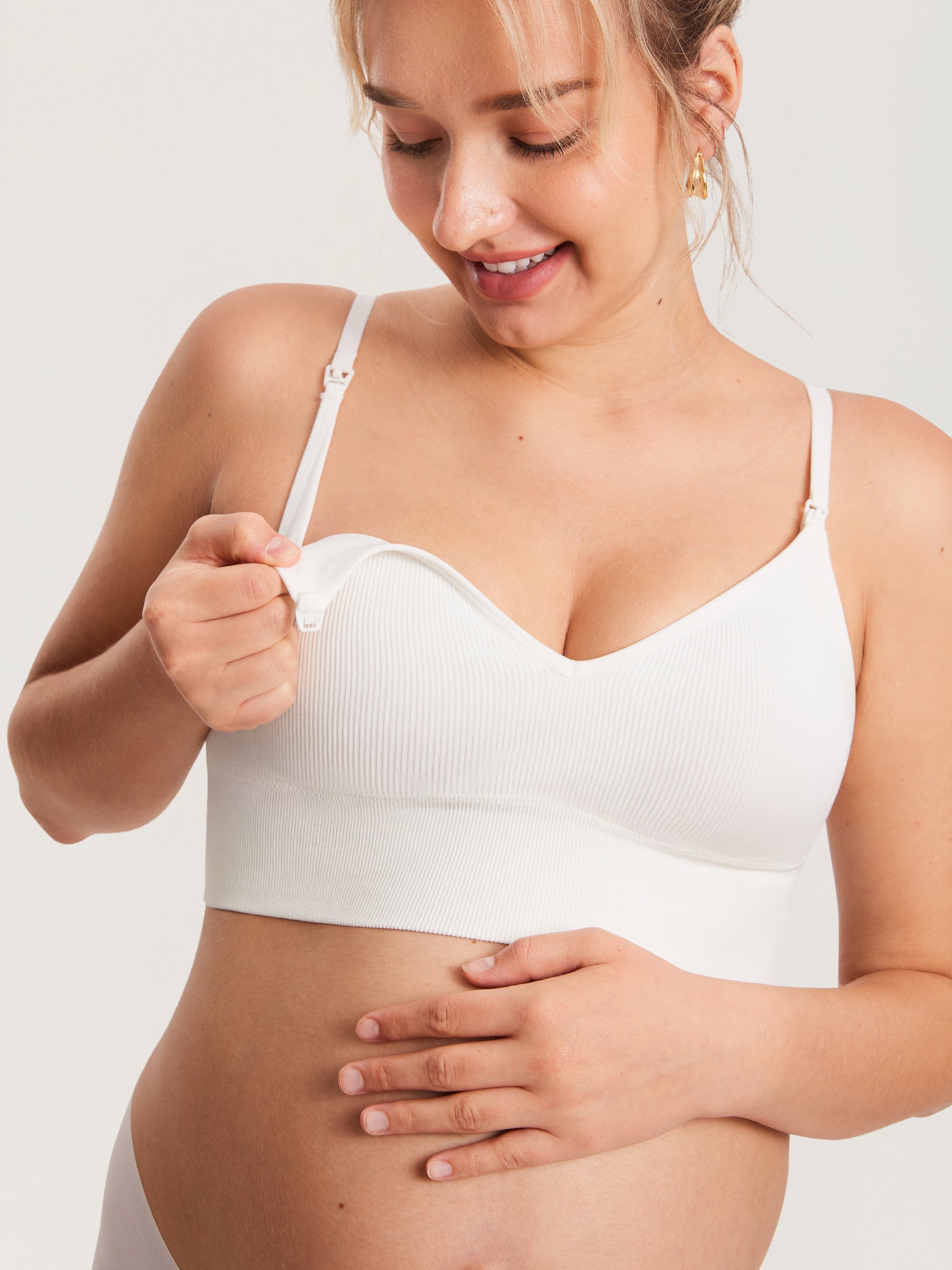 Ribbed V Neck Nursing Bralette