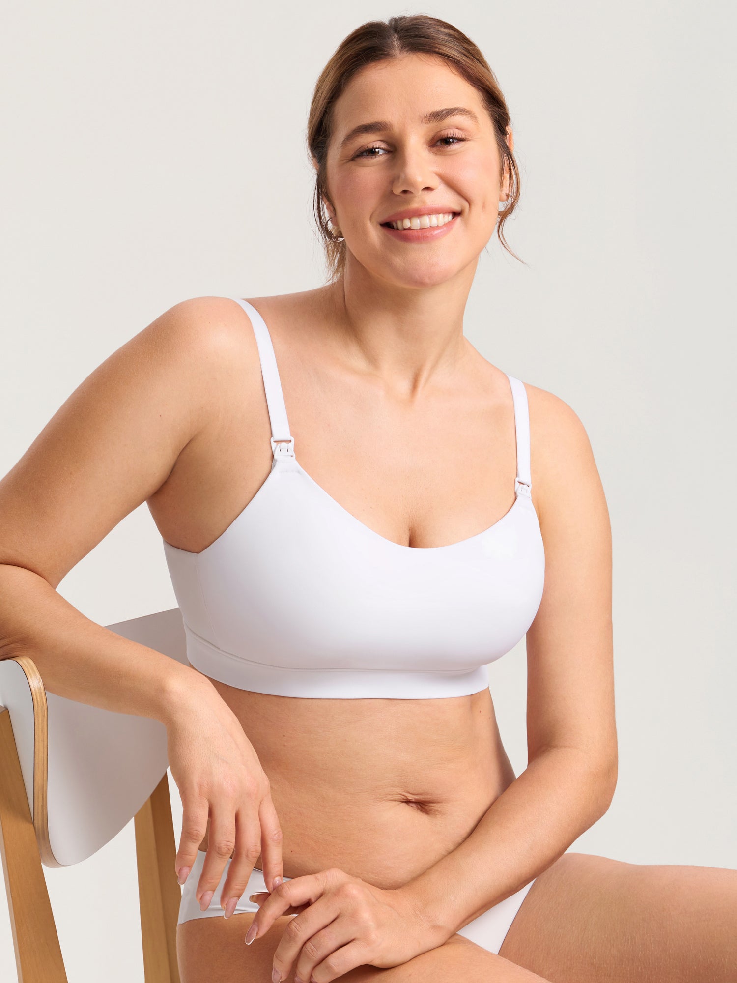 MOMANDA Women's Inbarely® Plus Molded Nursing Bra White