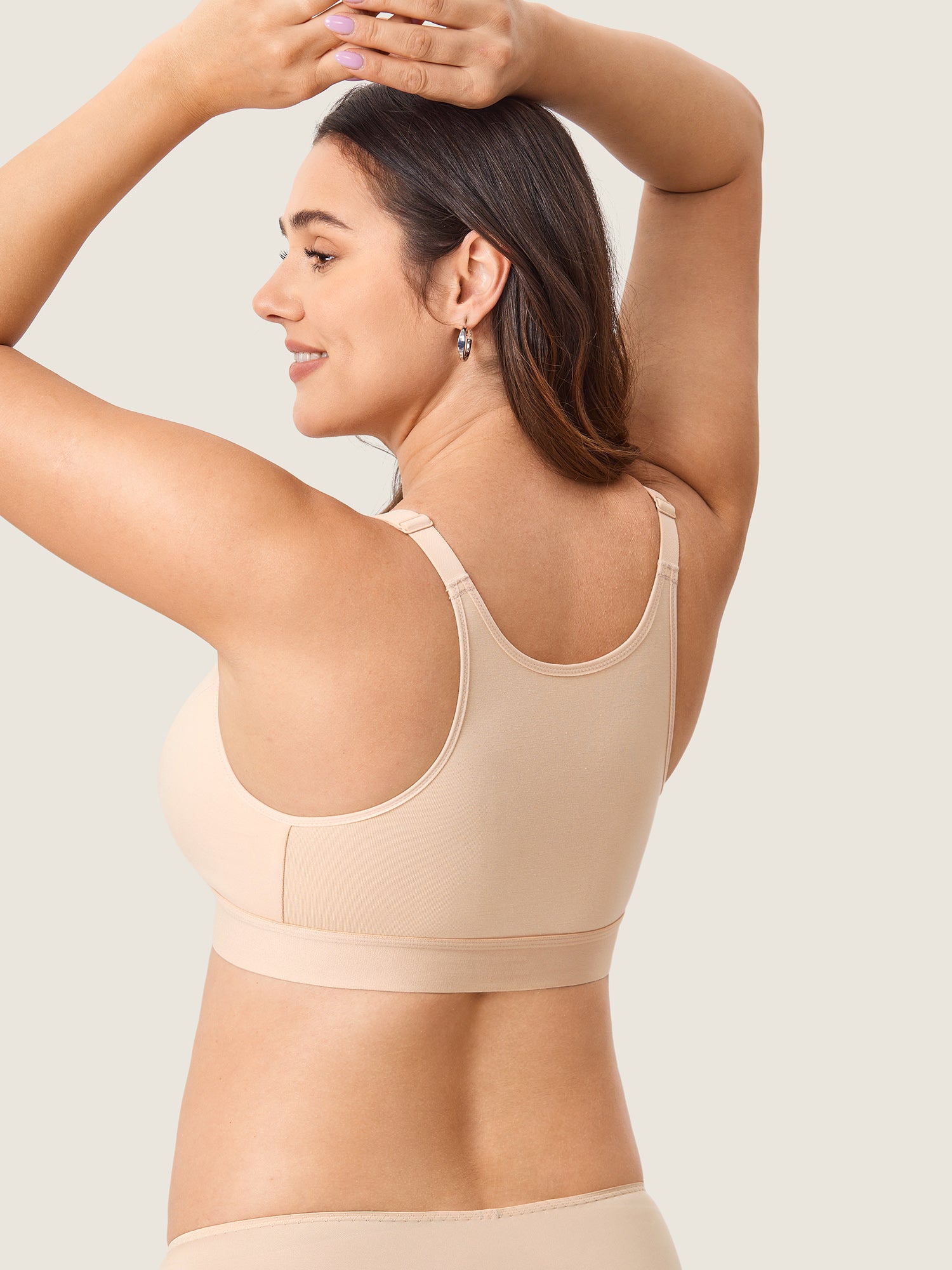Women's Cotton Plus Size Nursing Sport Bra Beige