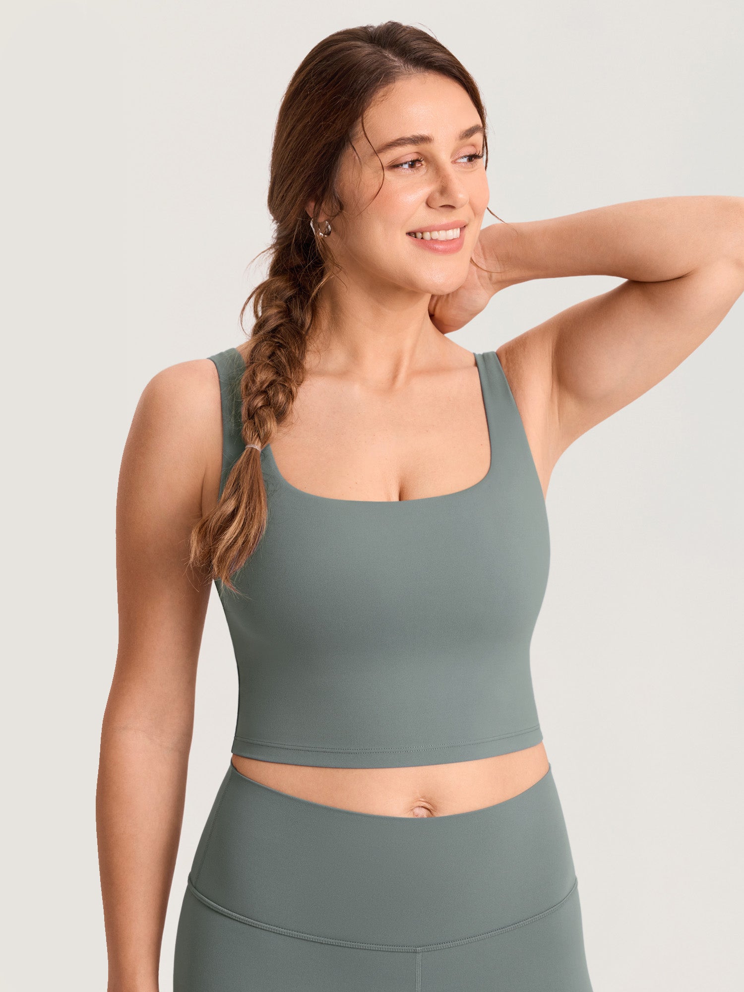 MOMANDA Women's Natrelax® Pumping Crop Tank Top Grey Sage