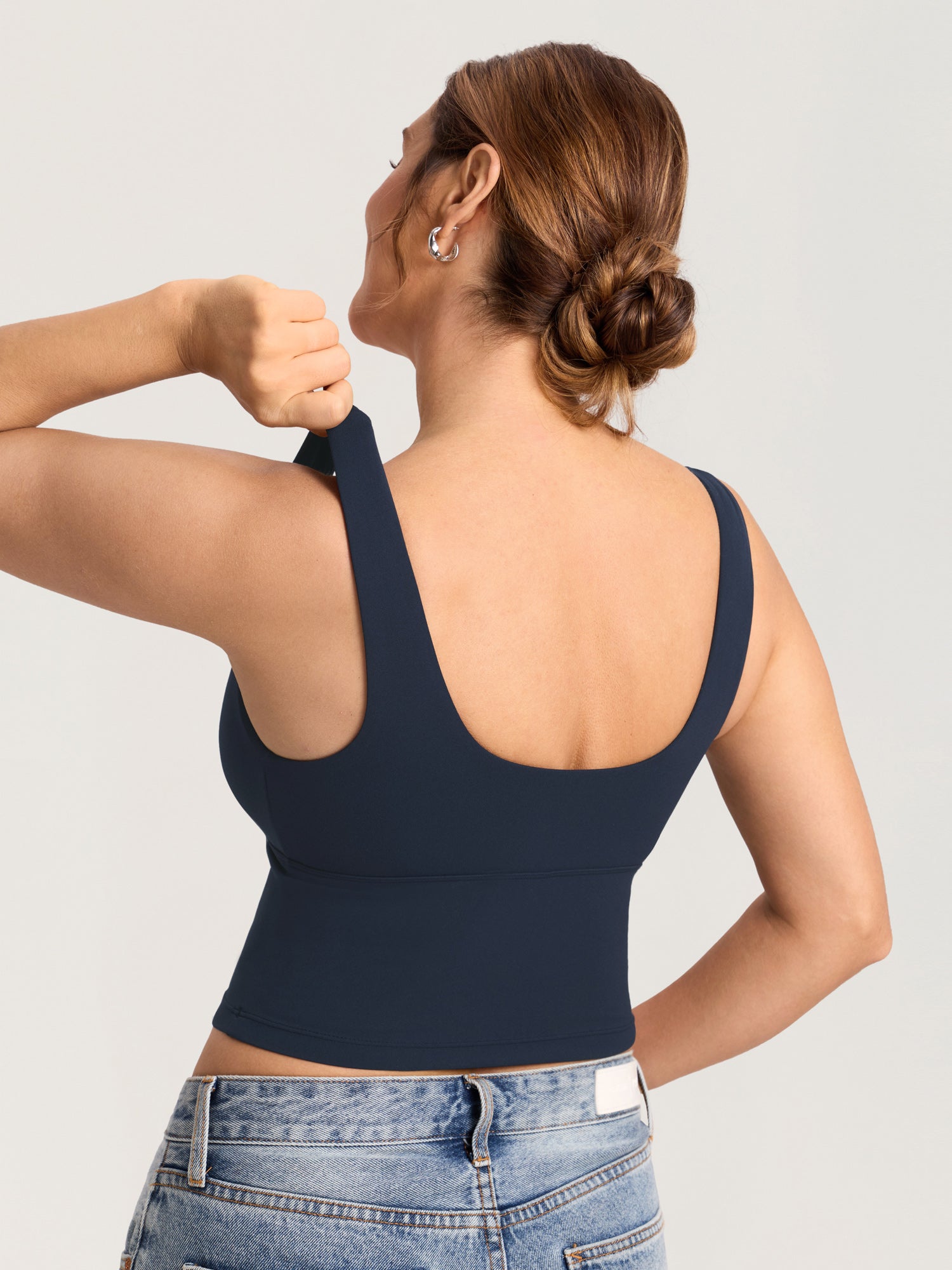 MOMANDA Natrelax® Crossover Nursing Crop Tank Top Twilight Blue @model_info:MOM2
