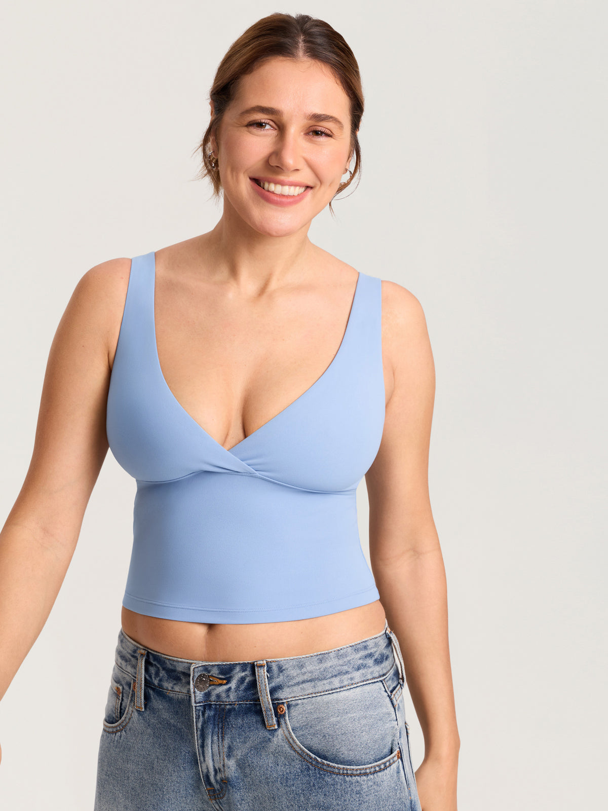 MOMANDA Natrelax® Crossover Nursing Crop Tank Top Moonlight Blue @model_info:MOM4