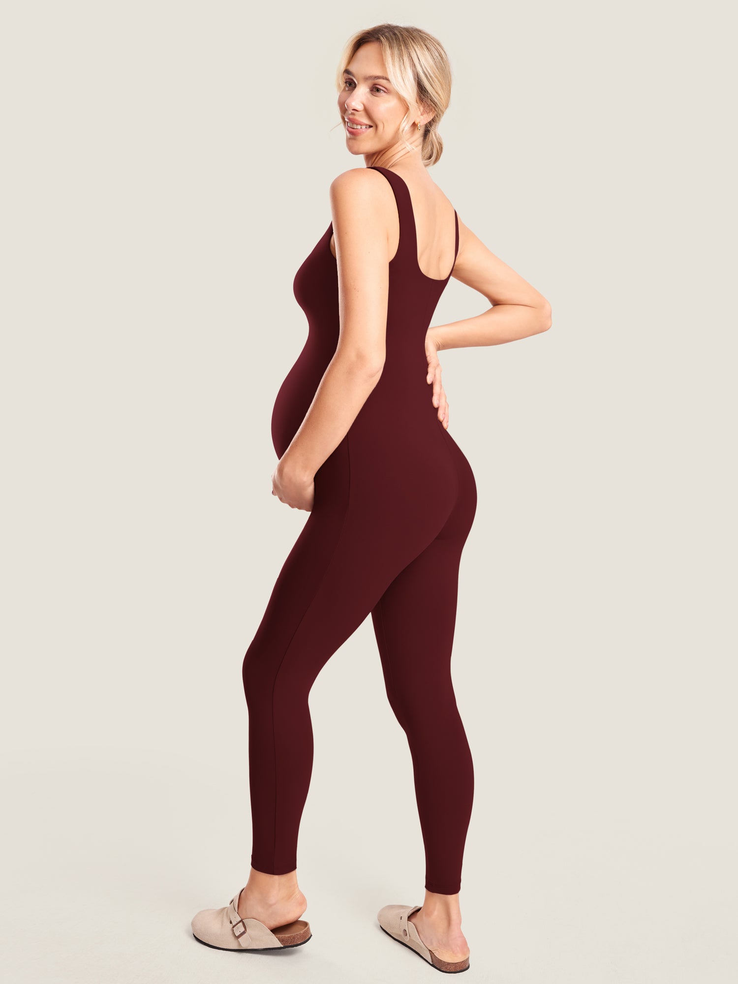 MOMANDA Women's Natrelax® Maternity Jumpsuit Red Merlot