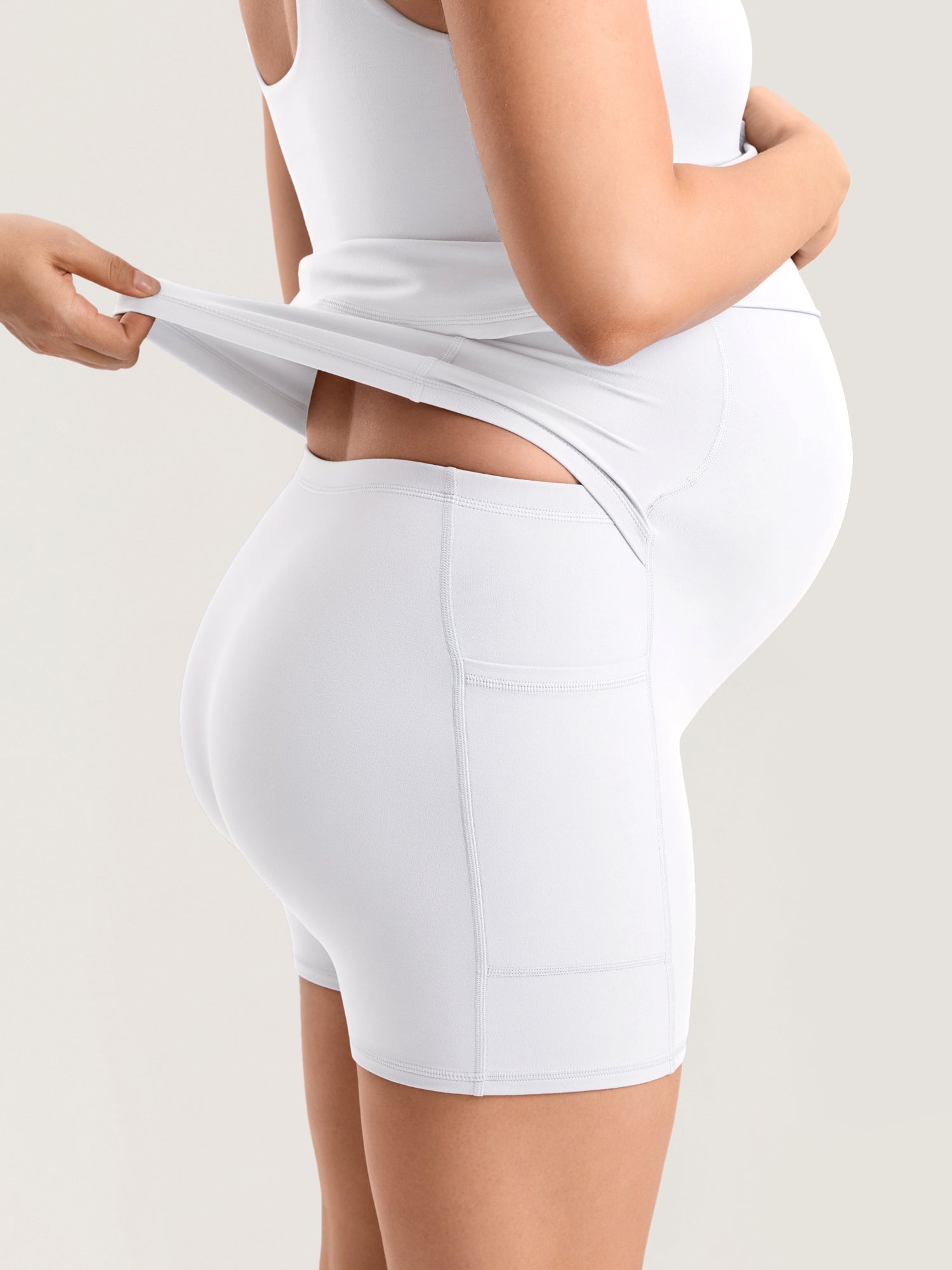 MOMANDA Women's Natrelax® Maternity Mini Dress - Easy Peezy White