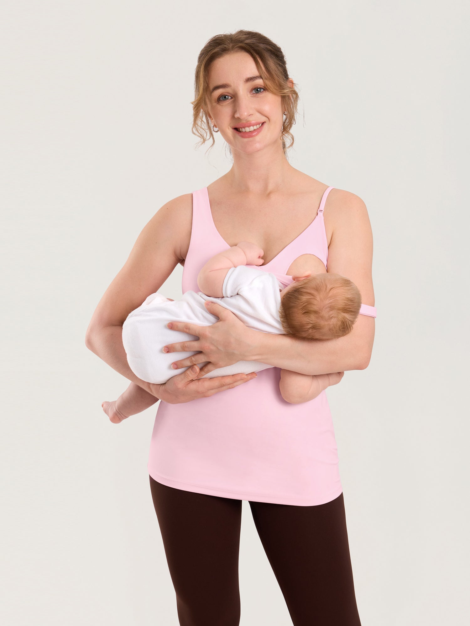 MOMANDA Naterlax® V Neck Nursing Tank Top Sweet Pink
