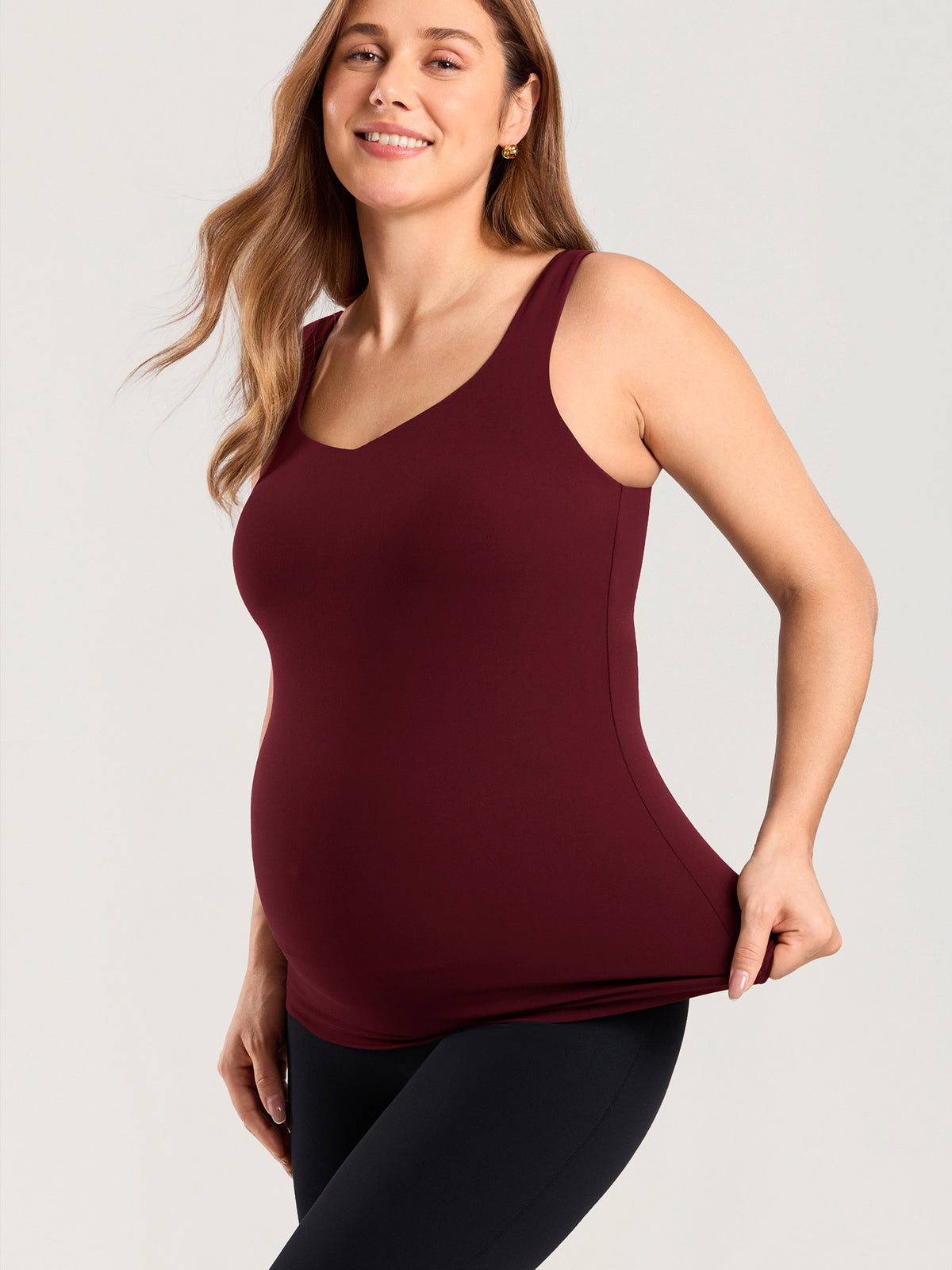 MOMANDA Naterlax® V Neck Nursing Tank Top Red Merlot