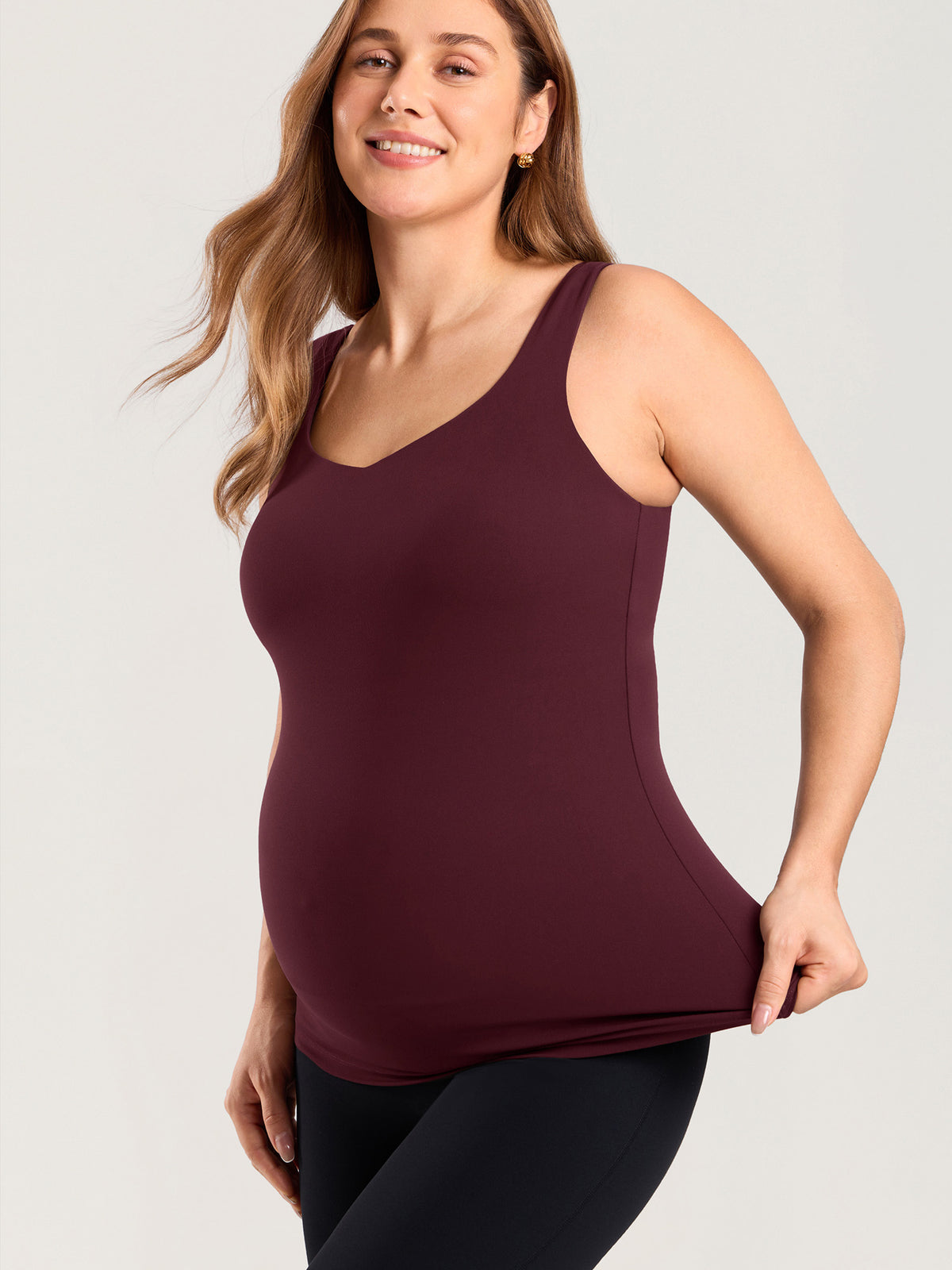 MOMANDA Naterlax® V Neck Nursing Tank Top Ripe Plum