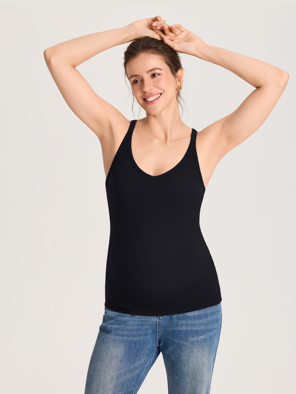 Cotton Rib Crew Neck Maternity Tank Top