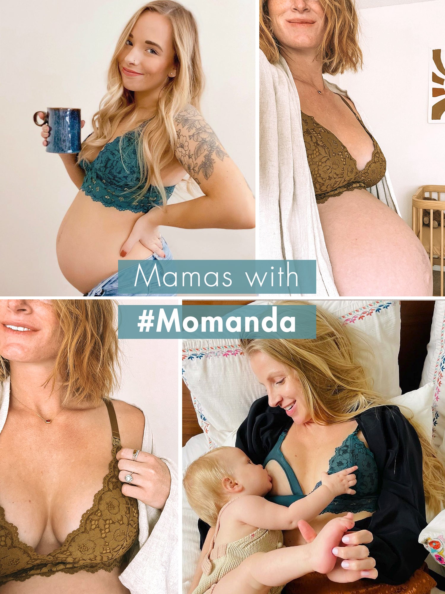 MOMANDA Women's Lace Plunge Nursing Bralette Spruce Green