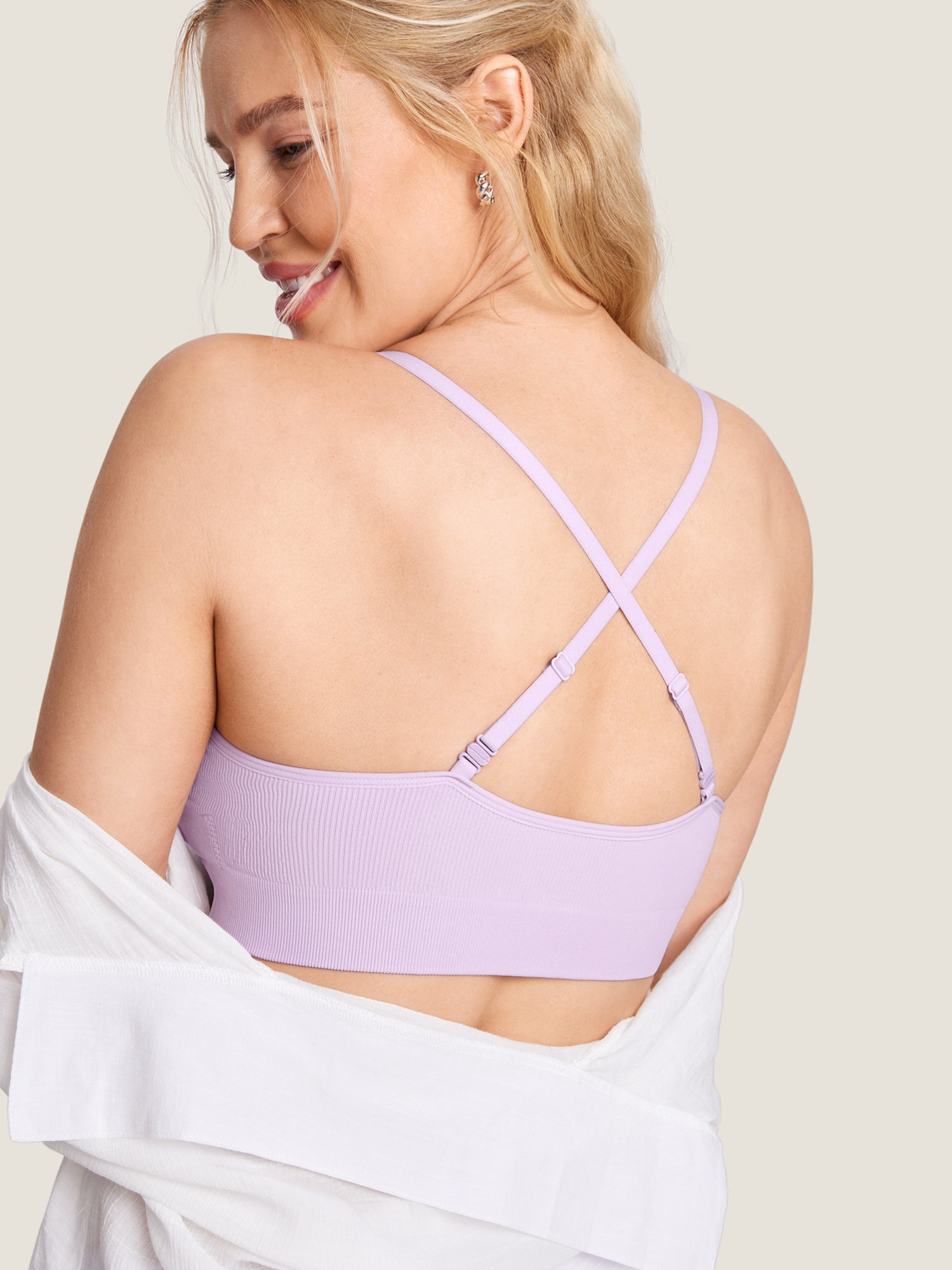 MOMANDA Women's Ribbed Scoop Nursing Bralette Orchid Hush