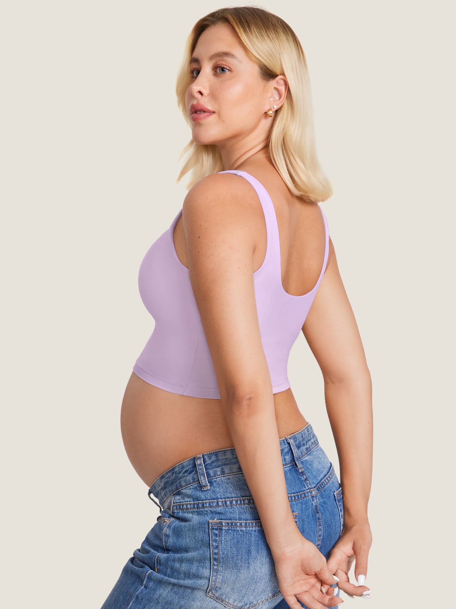 MOMANDA Women's Natrelax® Nursing Crop Tank Top Lilac Air