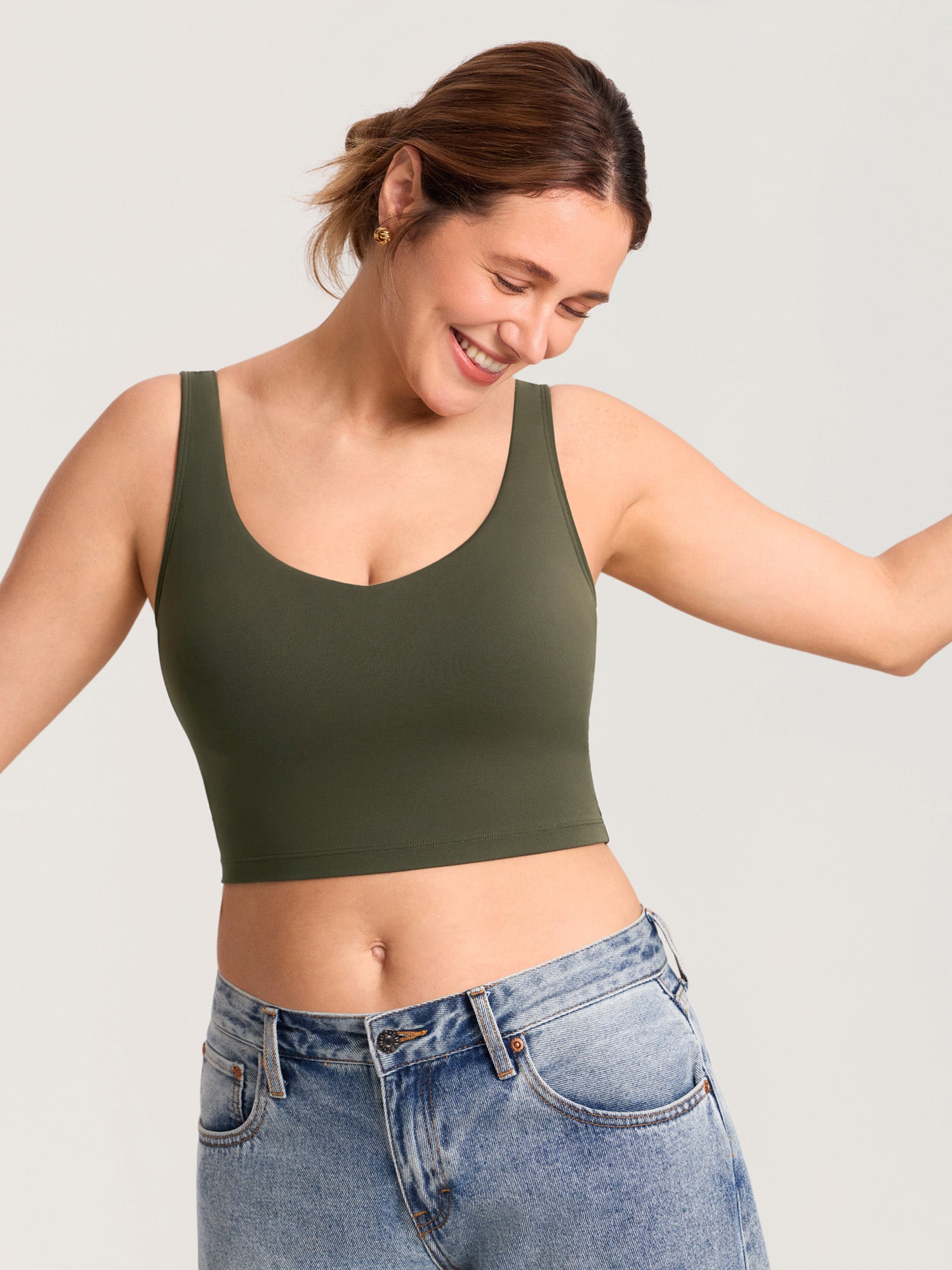 MOMANDA Women's Natrelax® Nursing Crop Tank Top Olive Green