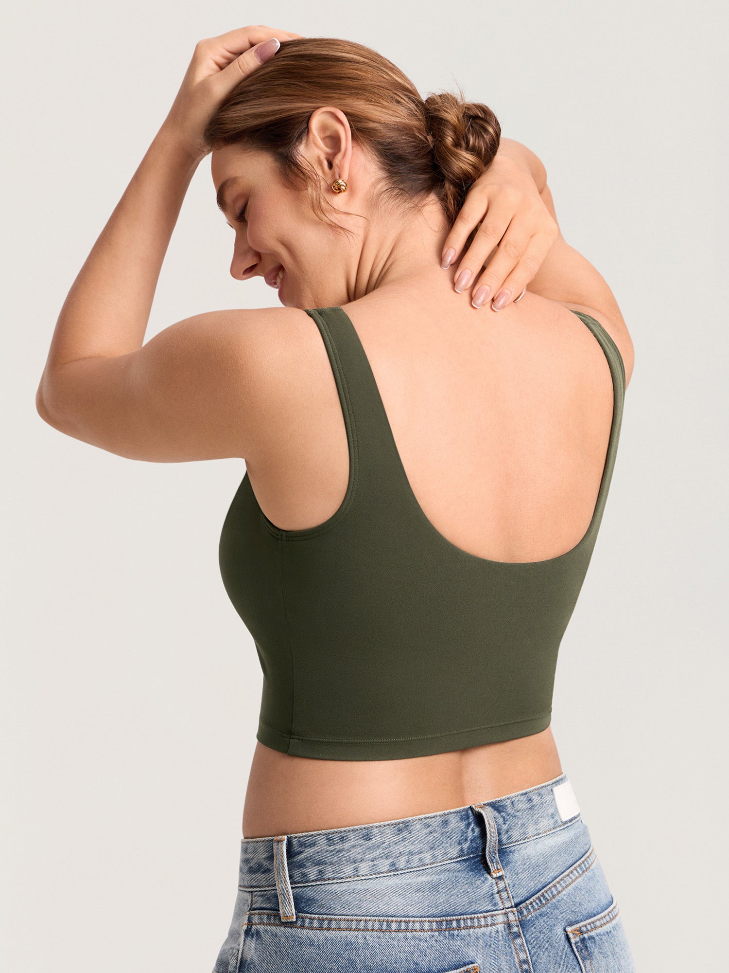 MOMANDA Women's Natrelax® Nursing Crop Tank Top Olive Green