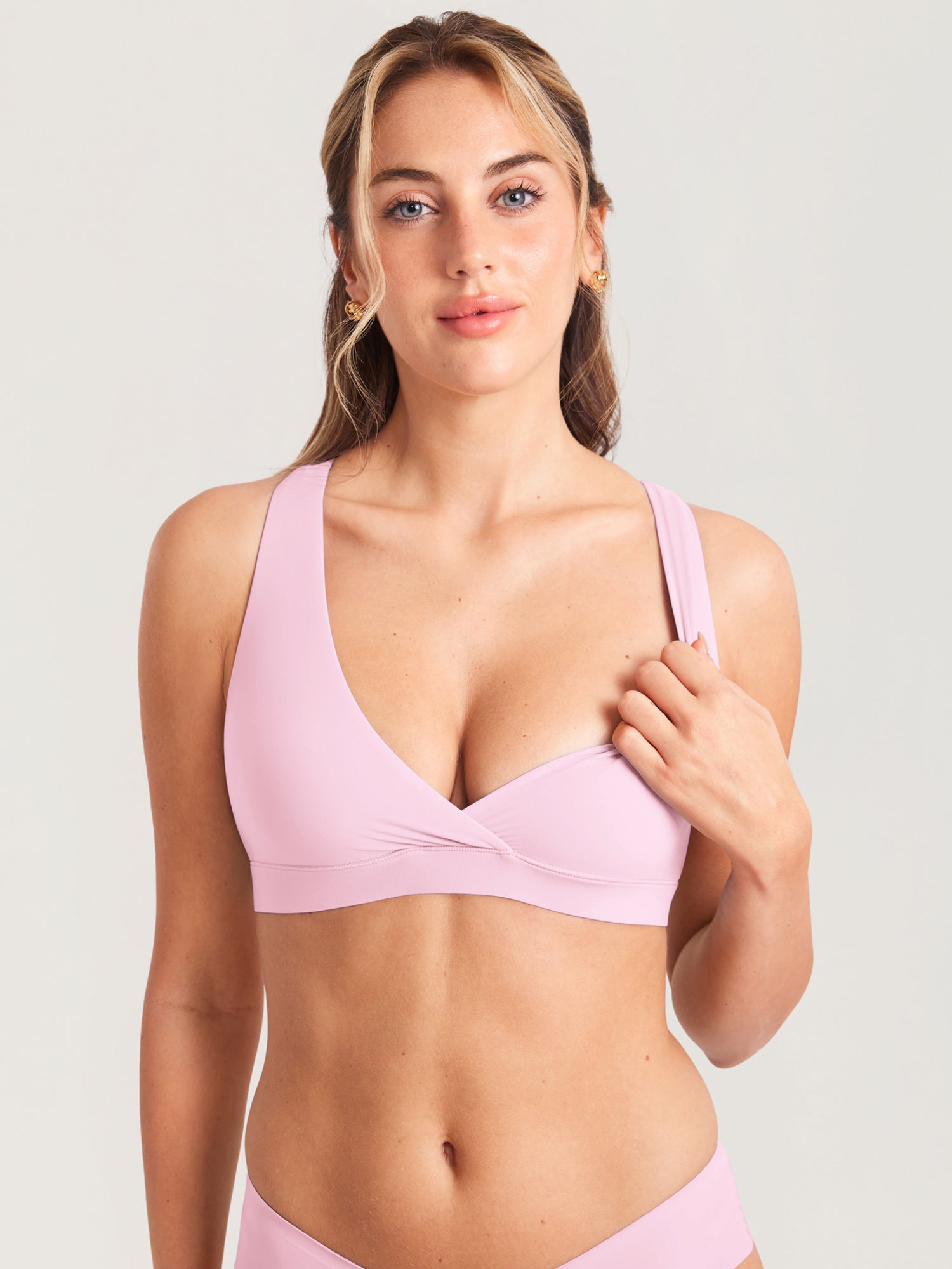 MOMANDA Women's Inbarely® Crossover Racerback Nursing Bra Sweet Pink
