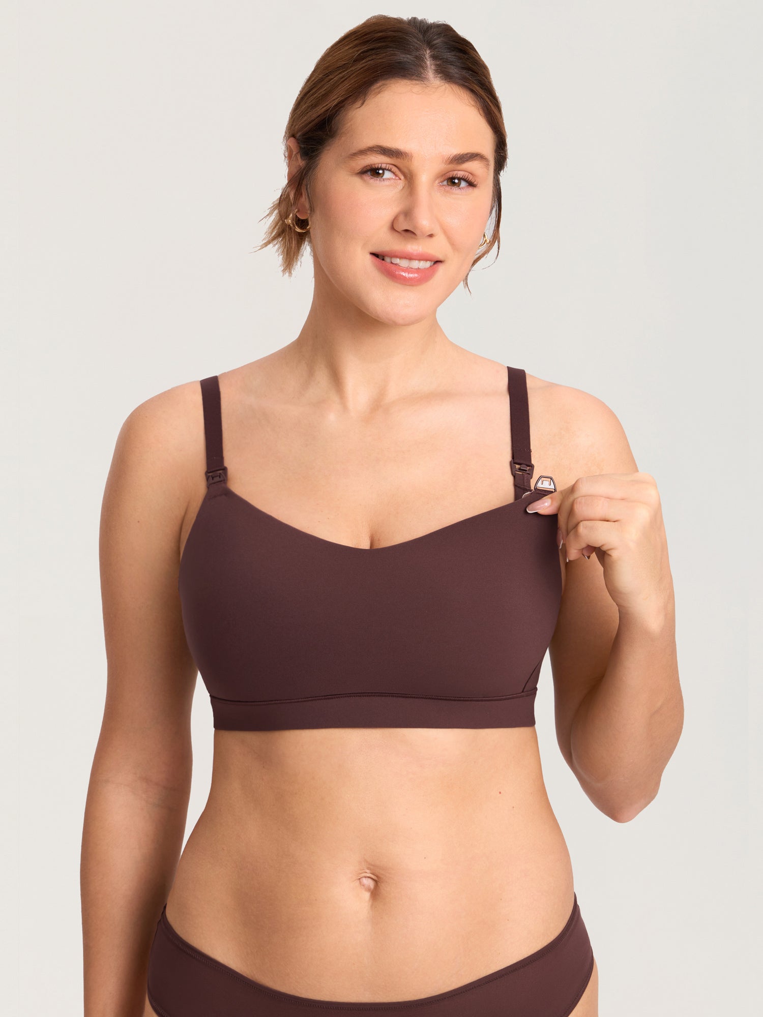 MOMANDA Women's Inbarely® Plus Molded Nursing Bra Hazelnut
