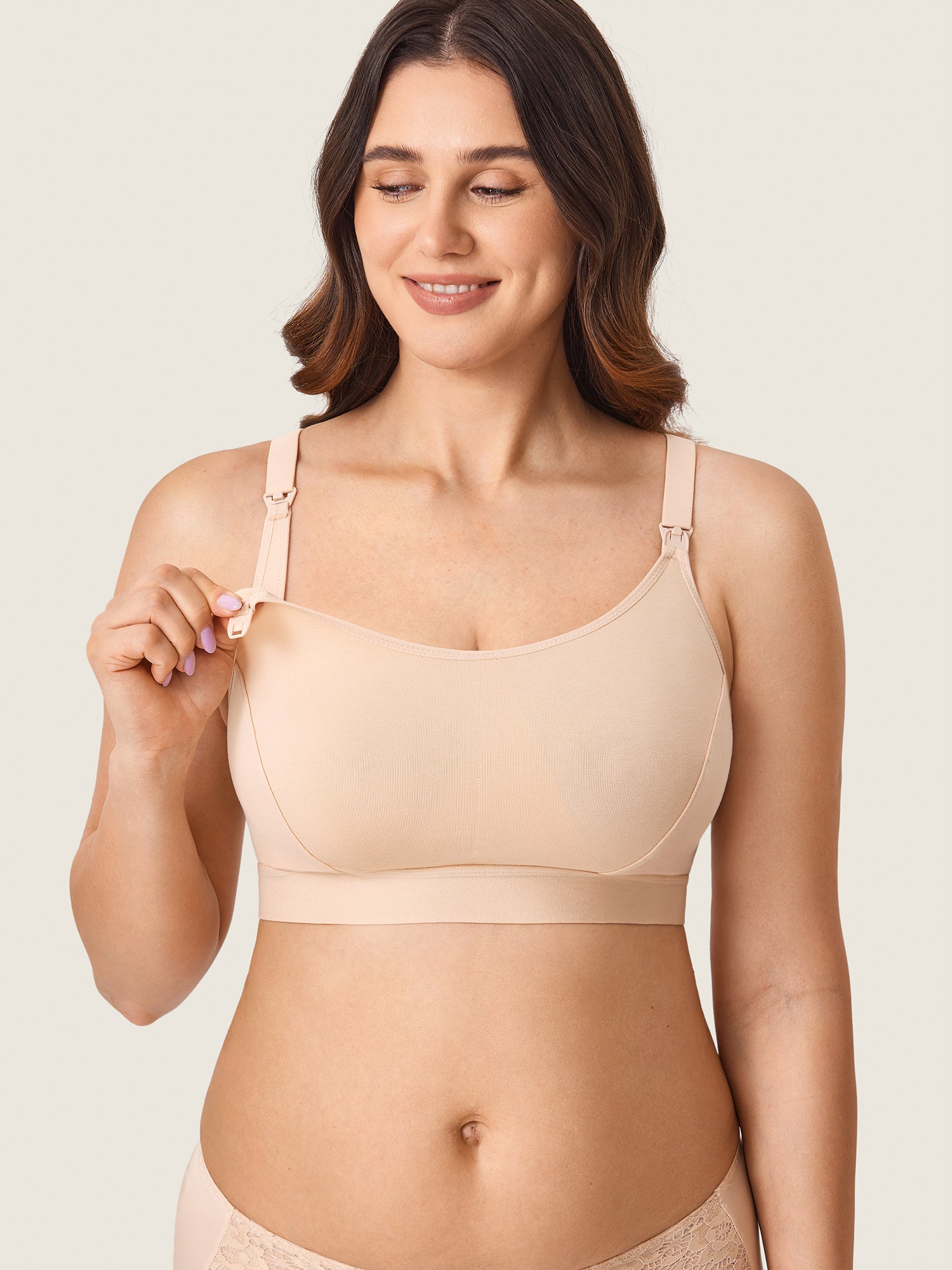 Women's Cotton Plus Size Nursing Sport Bra Beige