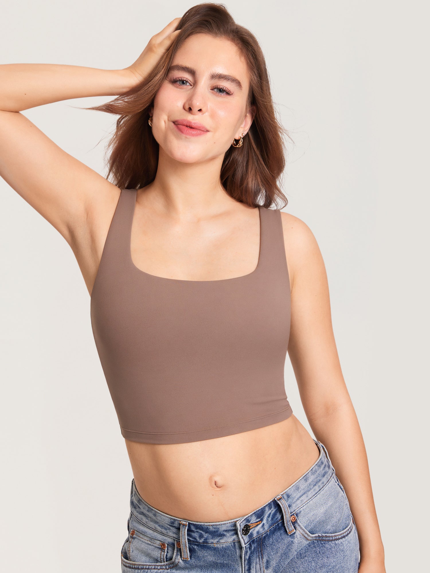 MOMANDA Women's Natrelax® Pumping Crop Tank Top Brown Purple
