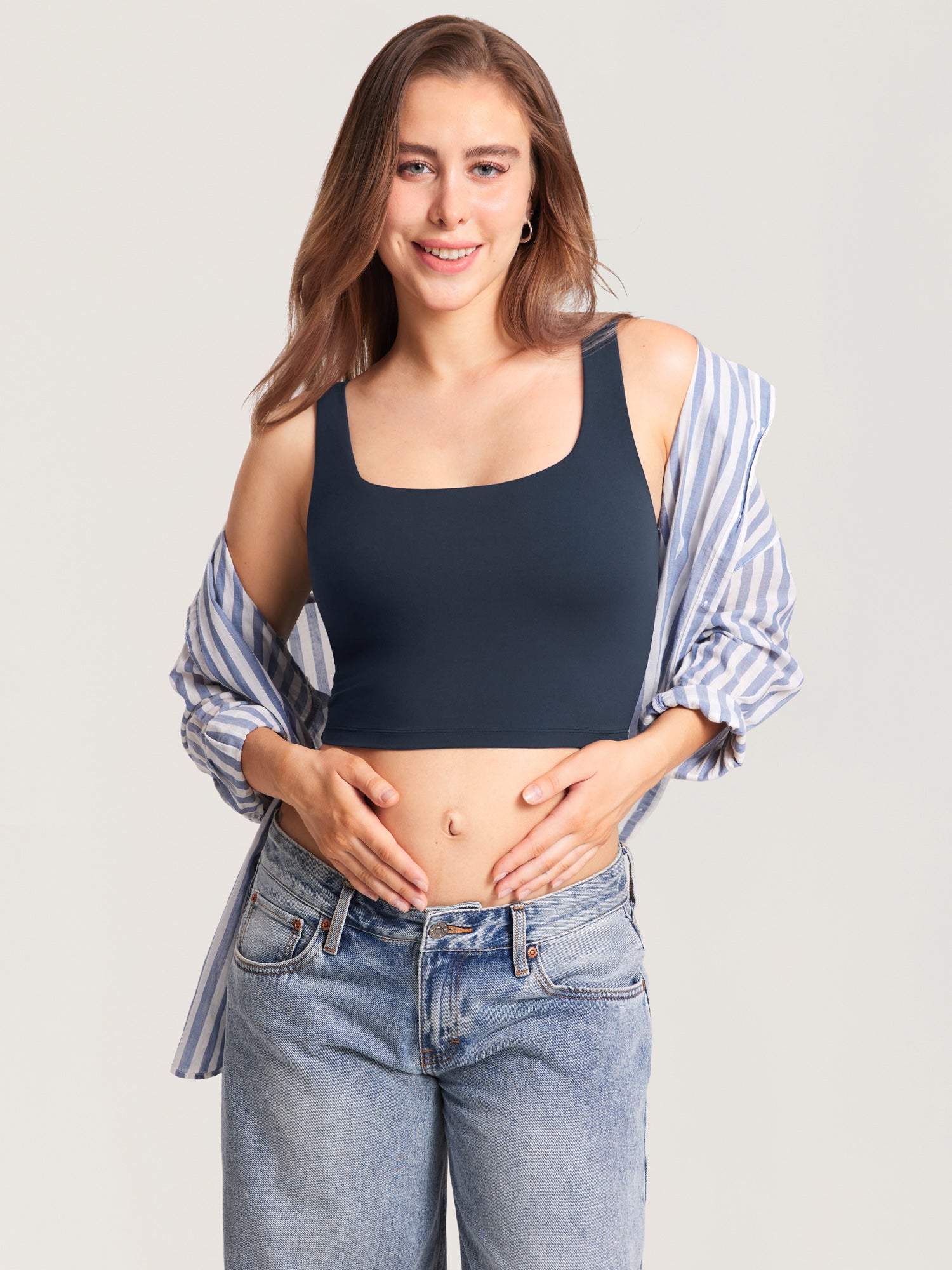 MOMANDA Women's Natrelax® Pumping Crop Tank Top Brown Purple