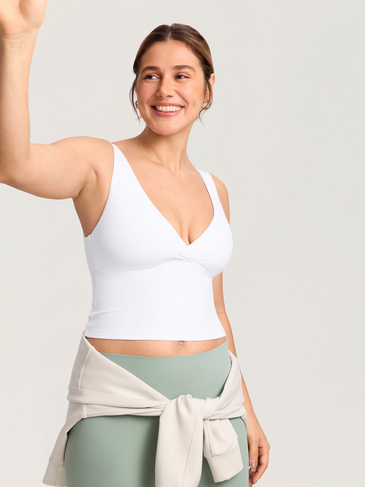 MOMANDA Natrelax® Crossover Nursing Crop Tank Top White @model_info:MOM3