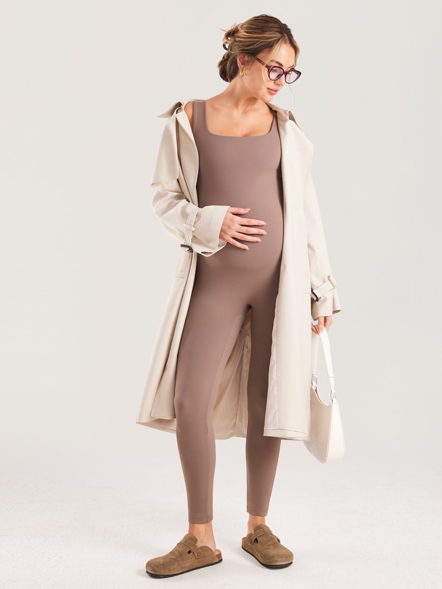 MOMANDA Women's Natrelax® Maternity Jumpsuit Brown Purple