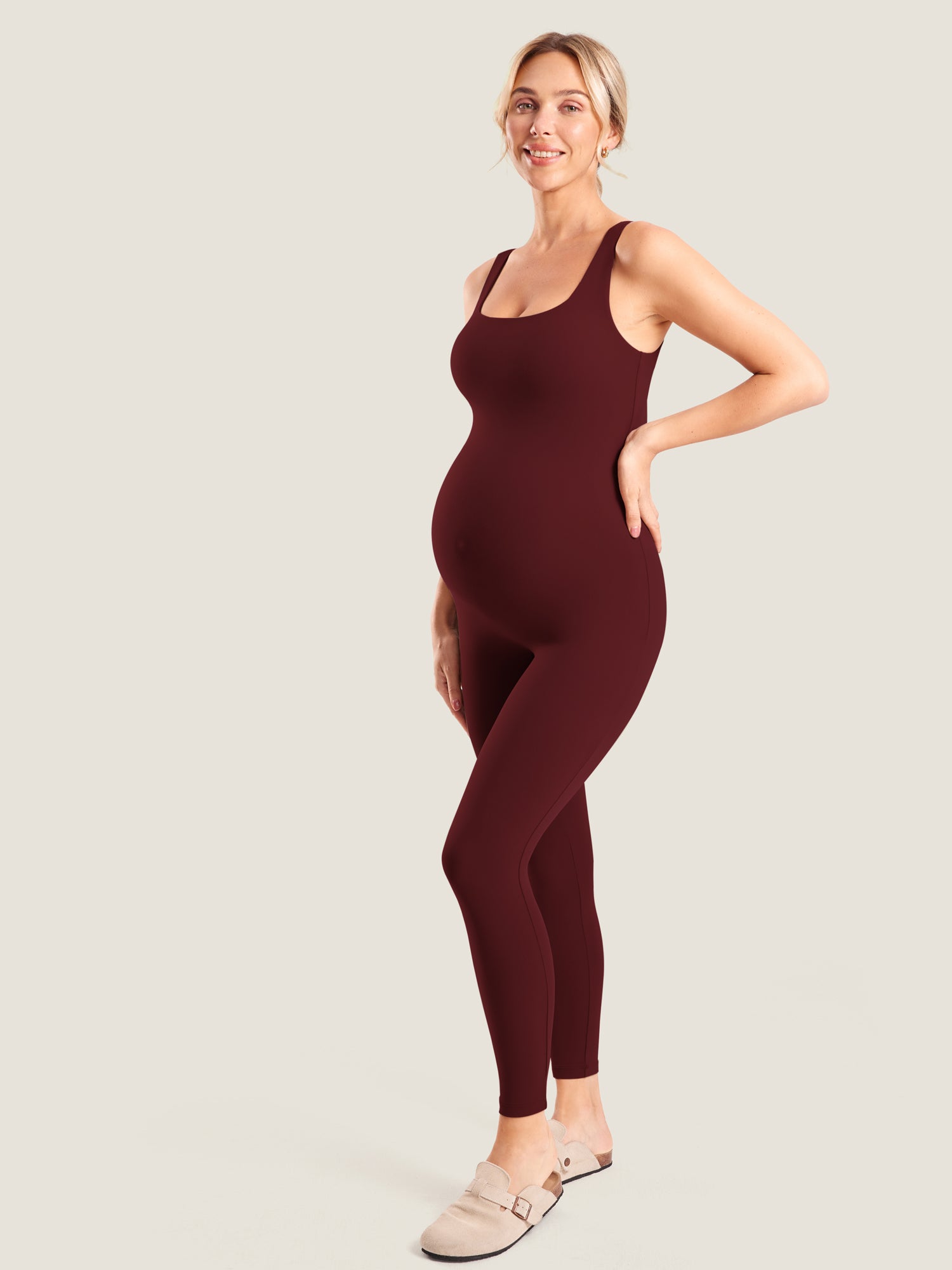 MOMANDA Women's Natrelax® Maternity Jumpsuit, TITLE_BUMP-CHIC Red Merlot