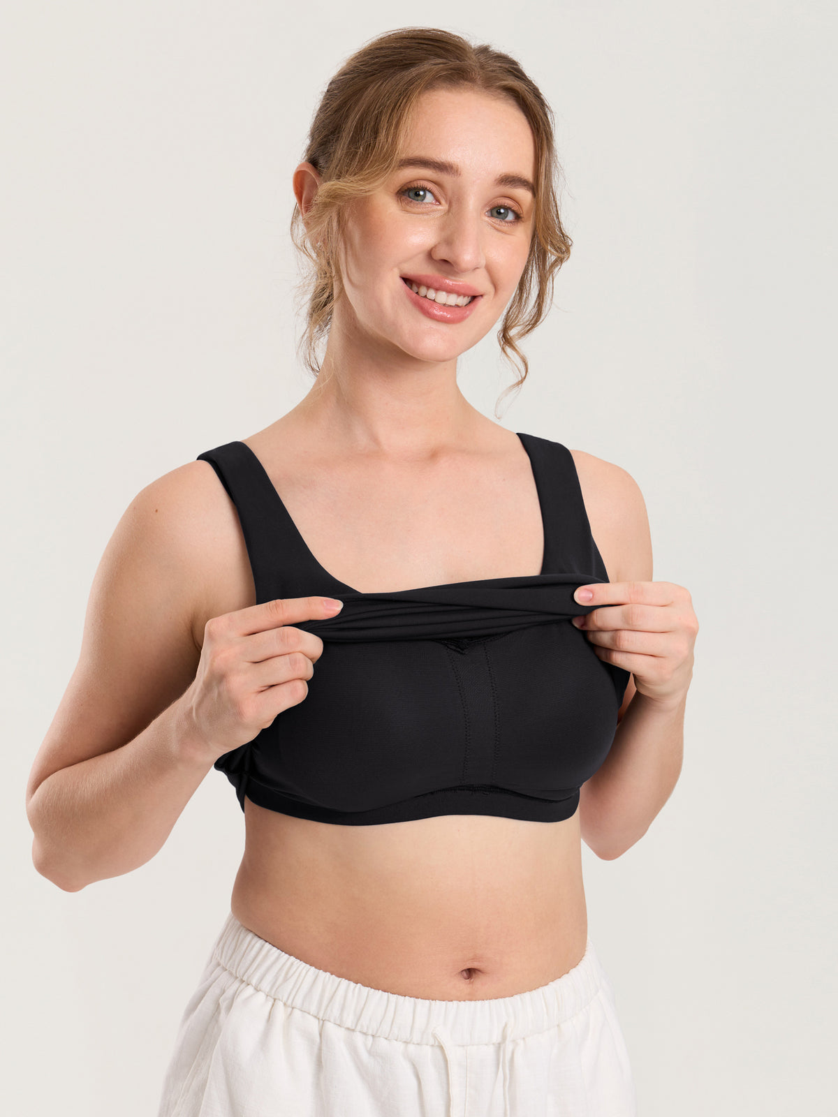 MOMANDA Naterlax® V Neck Nursing Tank Top Black