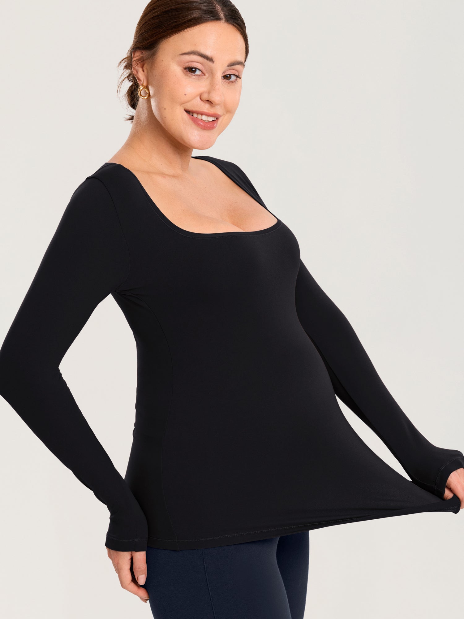 AirSoft Square Neck Maternity Top - Long Sleeves