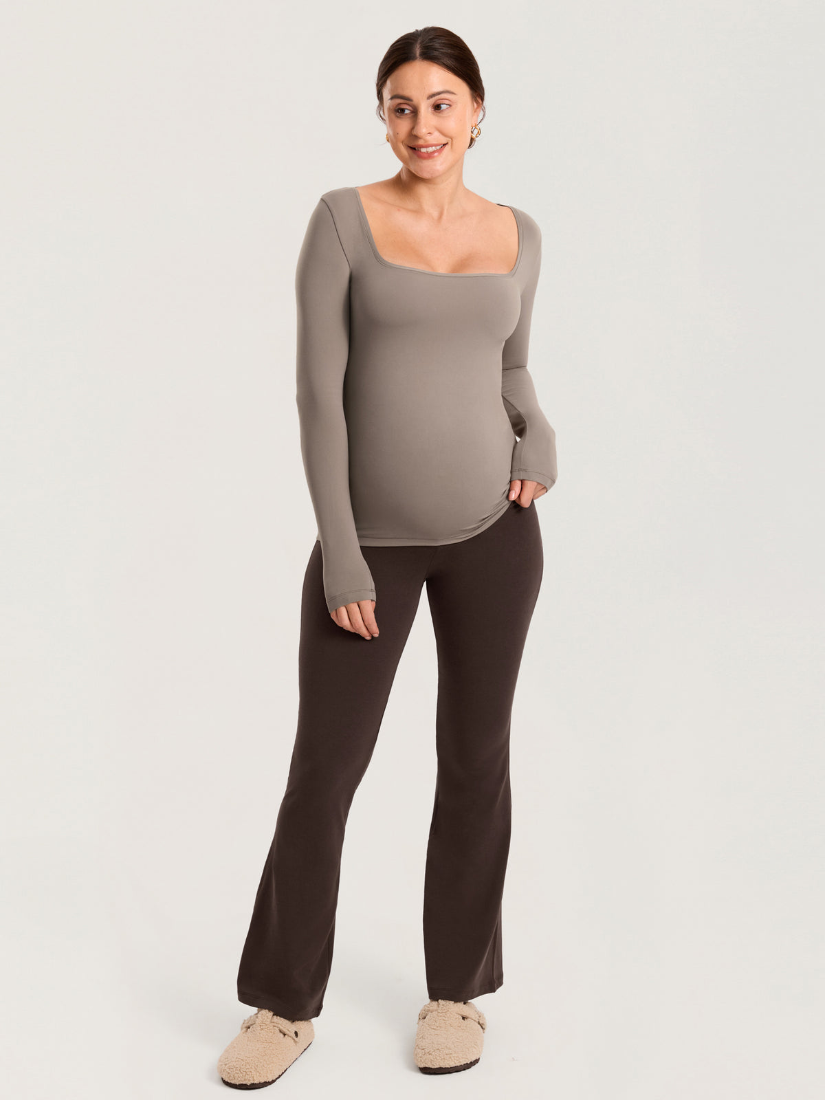AirSoft Square Neck Maternity Top - Long Sleeves