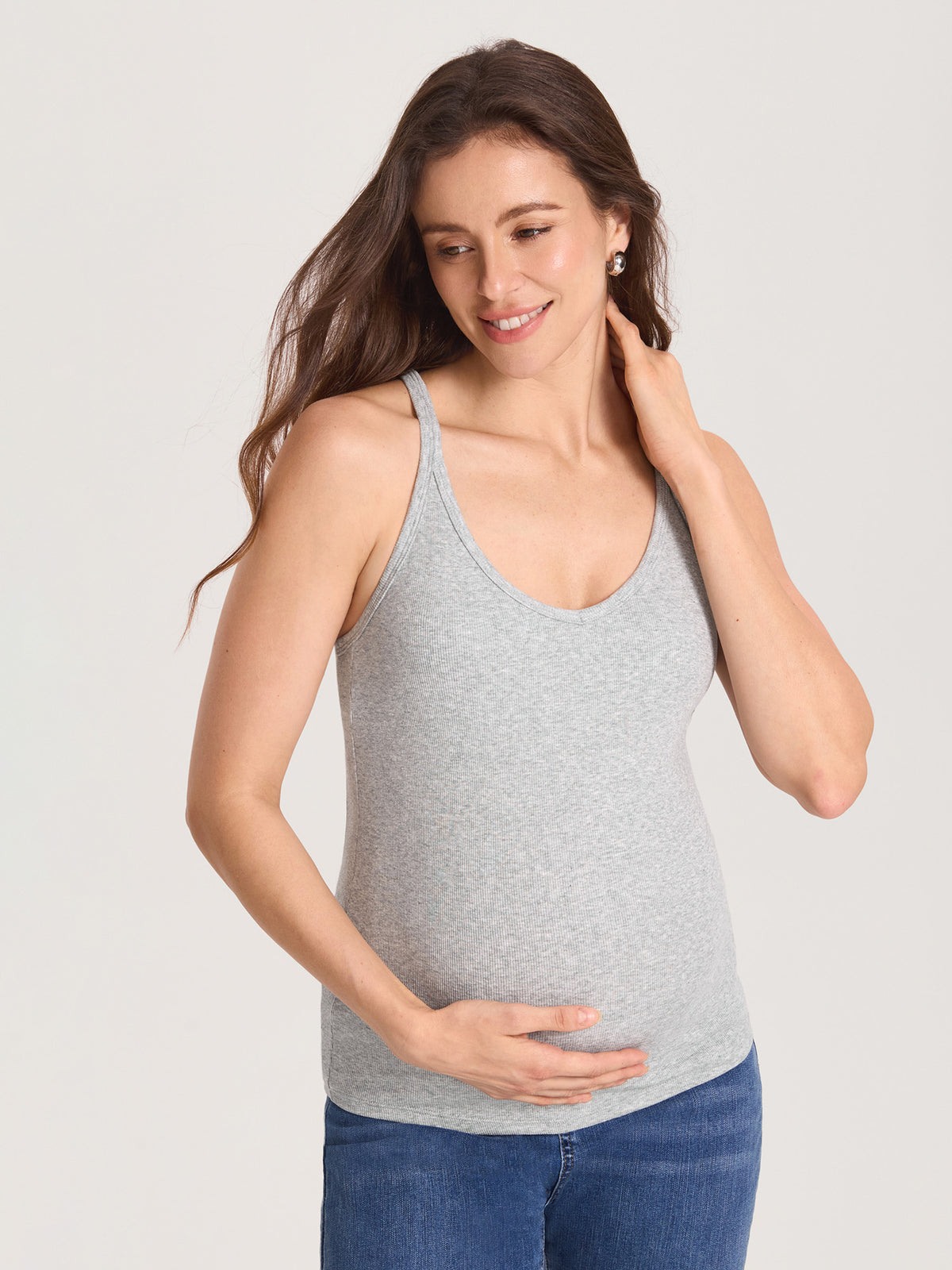 Cotton Rib Crew Neck Maternity Tank Top
