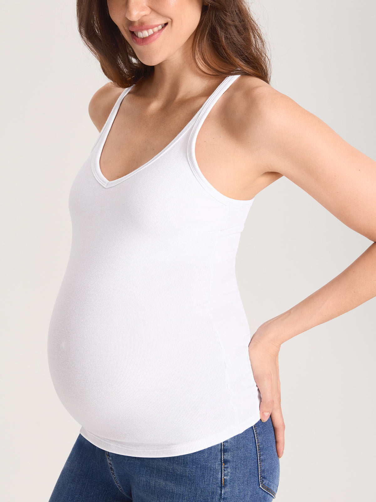 Cotton Rib Crew Neck Maternity Tank Top
