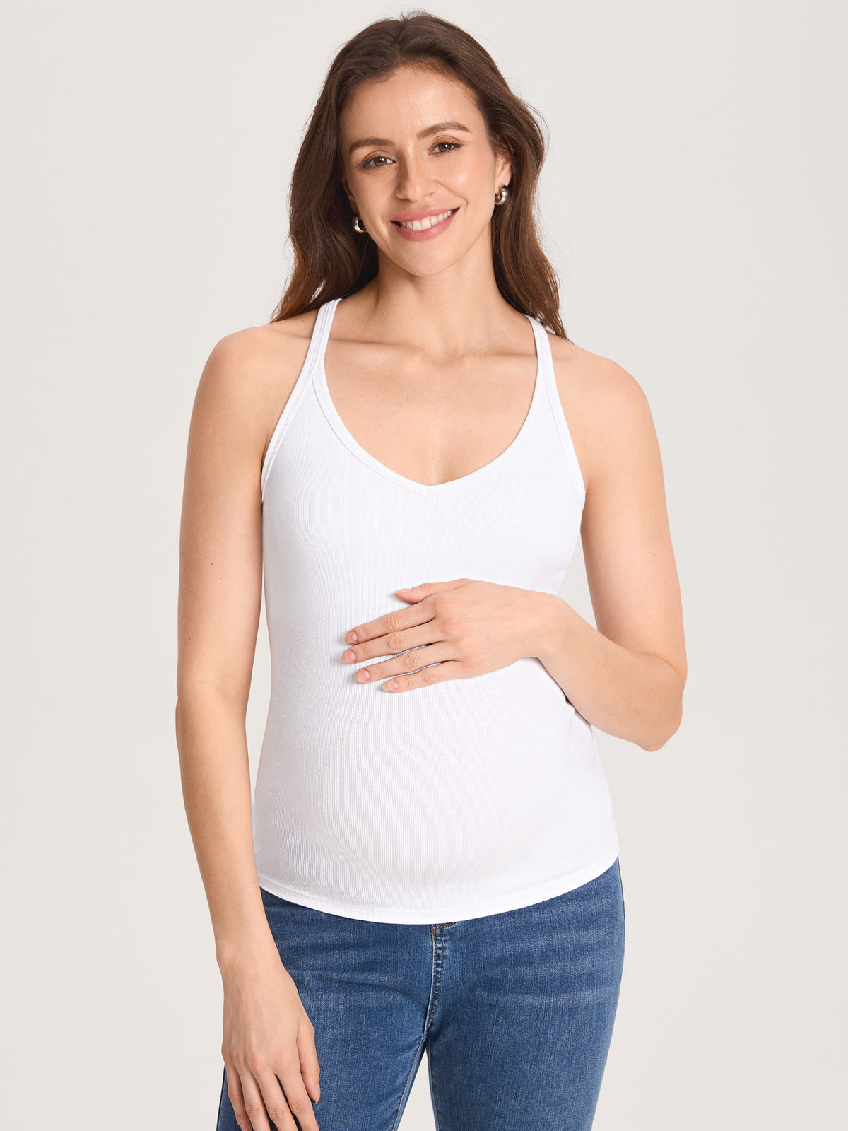 Cotton Rib Crew Neck Maternity Tank Top