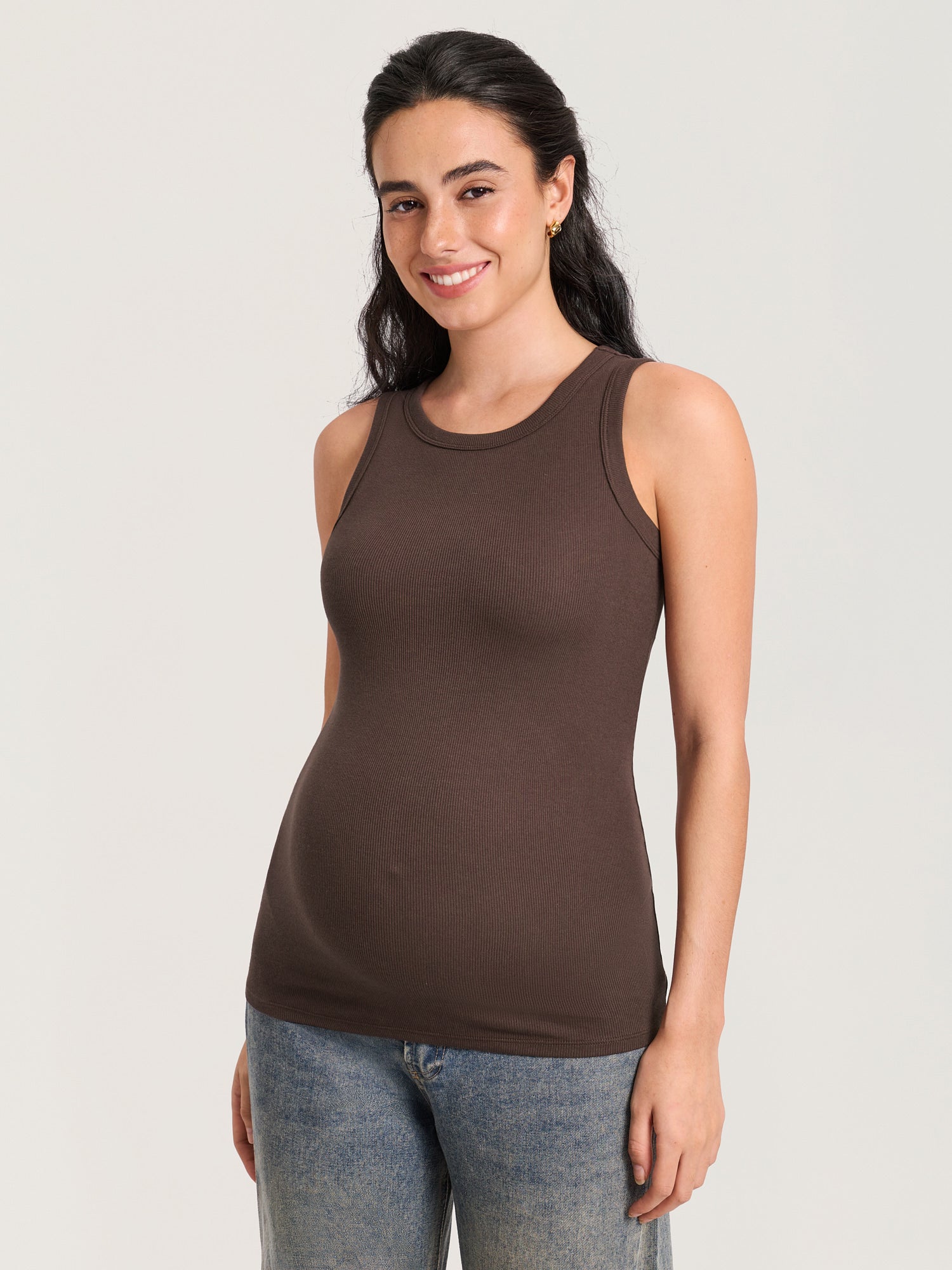 Cotton Rib Crew Neck Maternity Tank Top