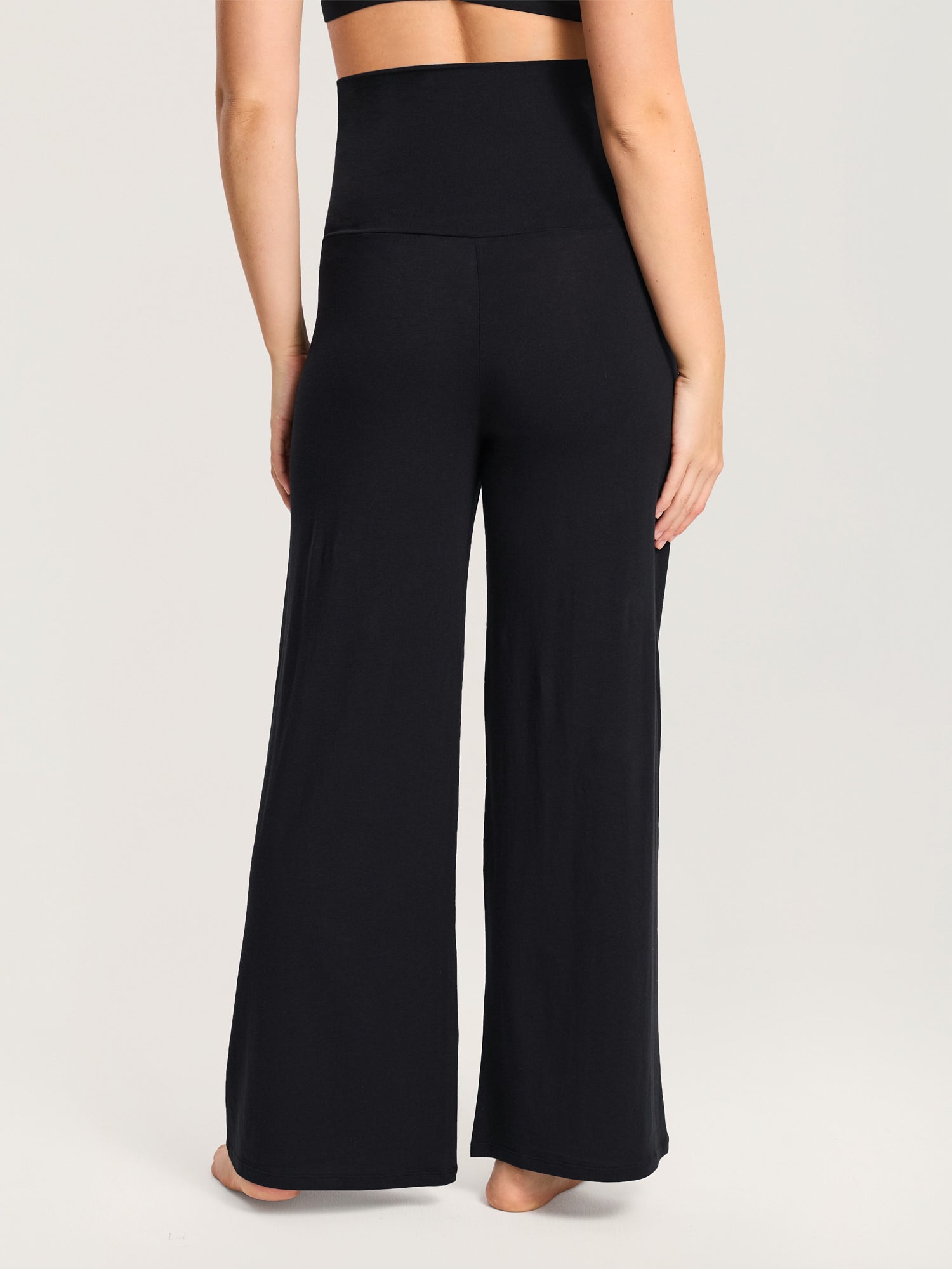 Modal Cotton Foldover Wide-Leg Pants 28.5"