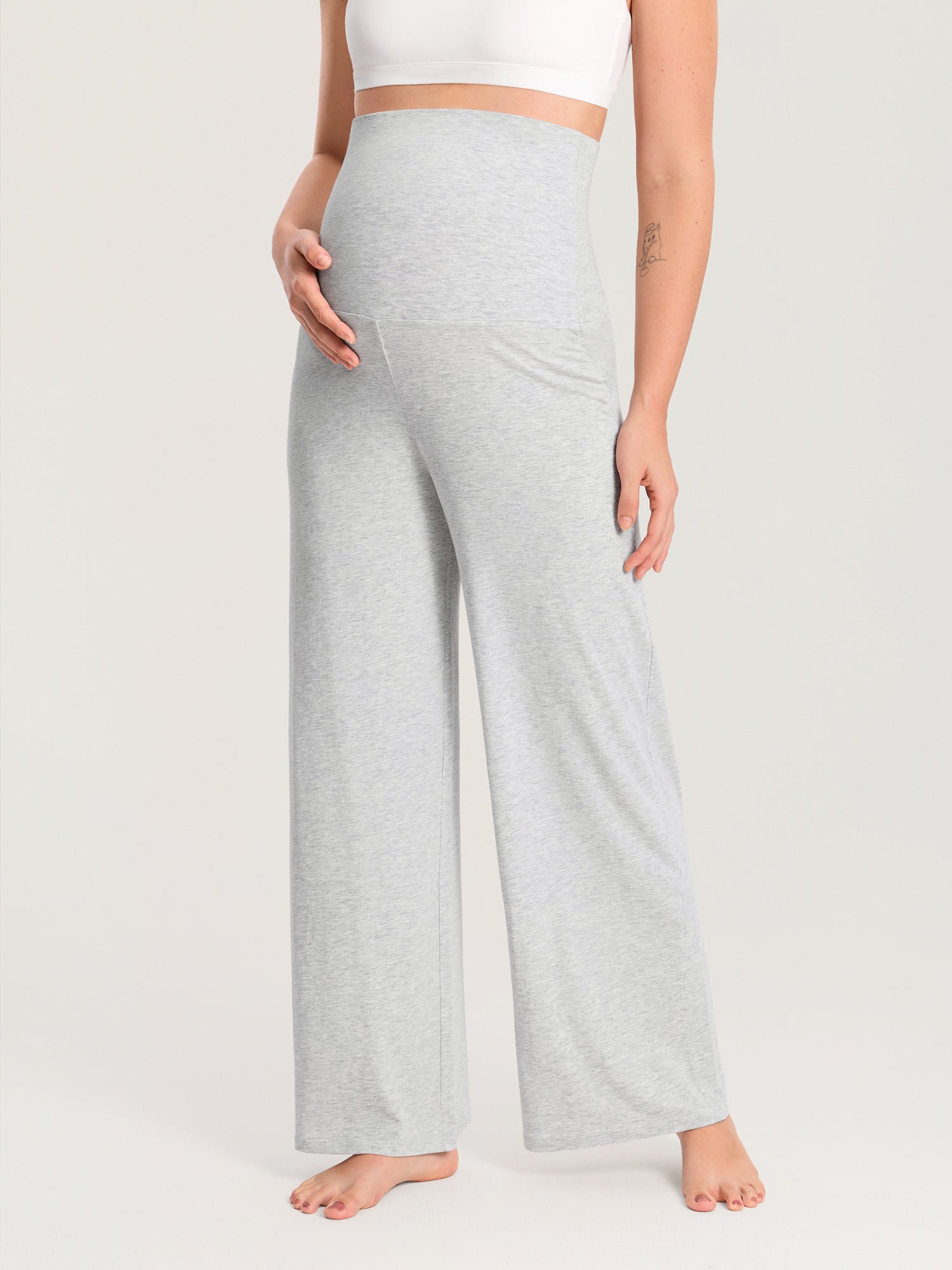 Modal Cotton Foldover Wide-Leg Pants 28.5"