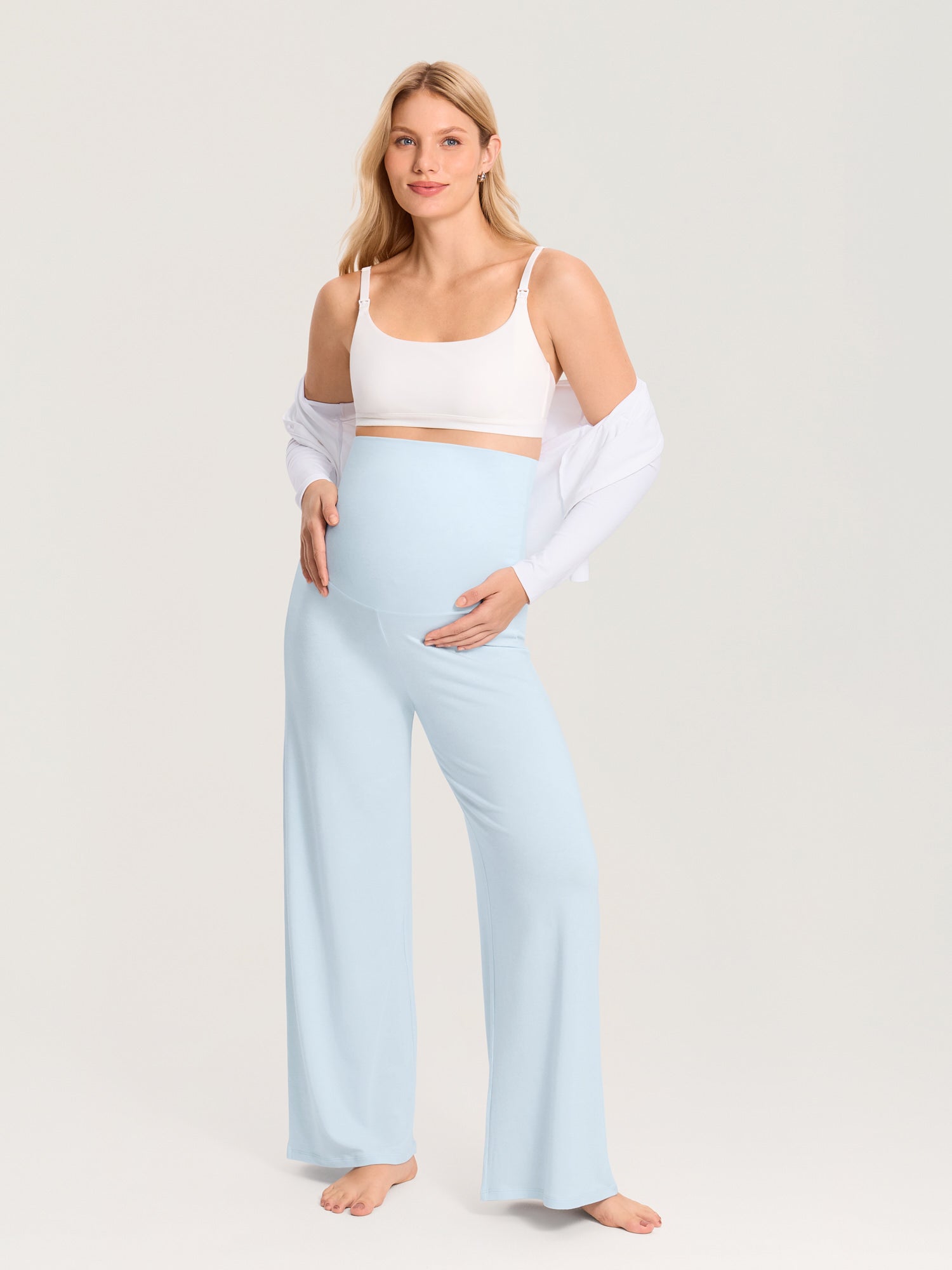 Modal Cotton Foldover Wide-Leg Pants 28.5"