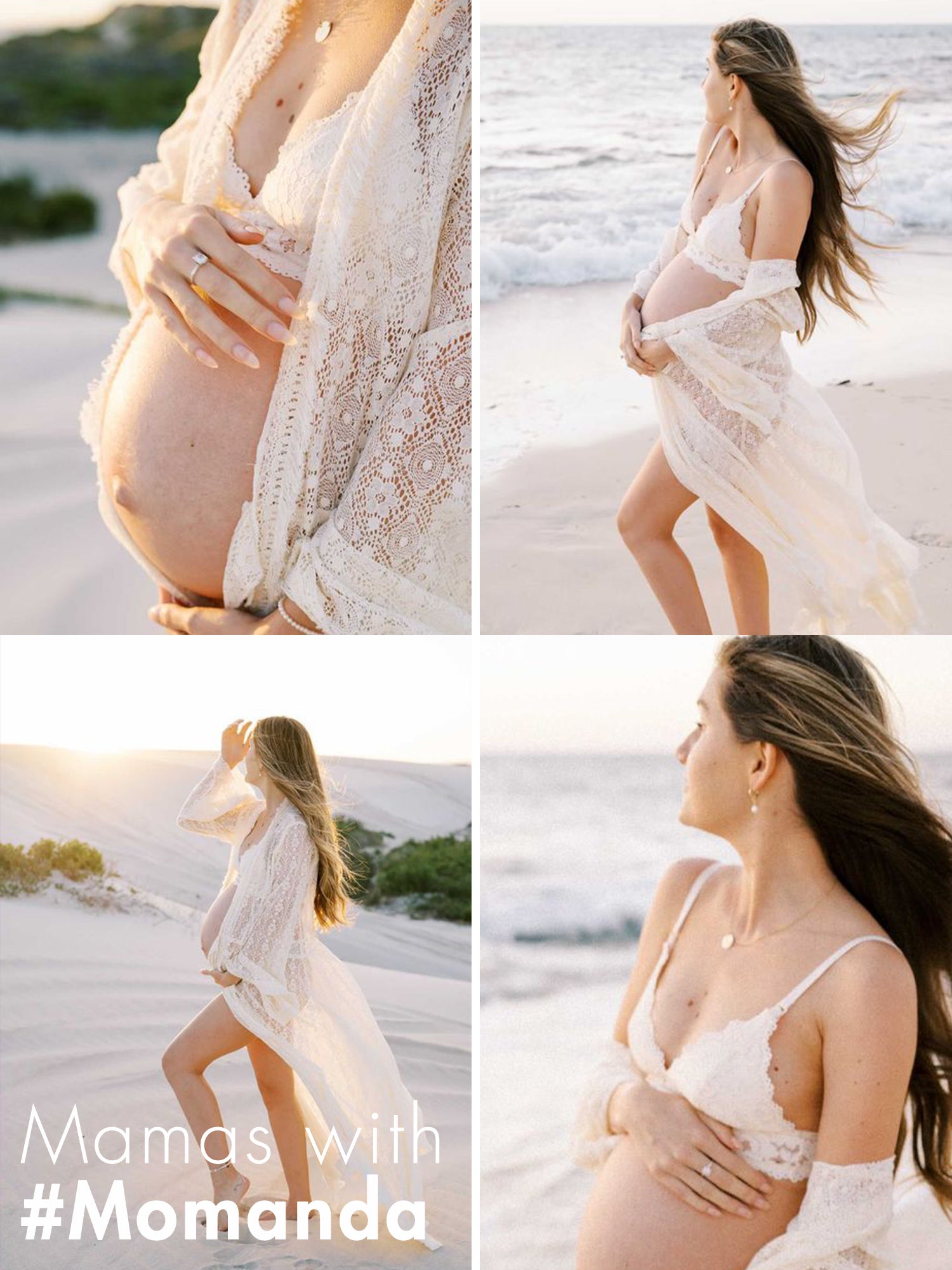 MOMANDA Women's Lace Plunge Nursing Bralette Ivory